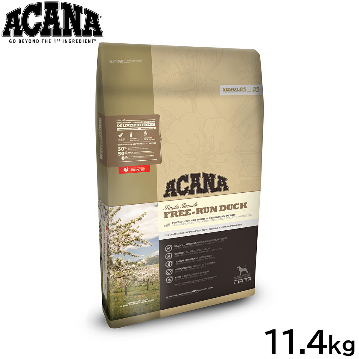 【店内ポイント最大52倍!本日限定!】アカナ ACANA ドッグフード シングル フリーランダック 全犬種 全年齢用 穀物不使用 11.4kg【送料無料】 正規品 無添加 グレインフリー|ドッグニール