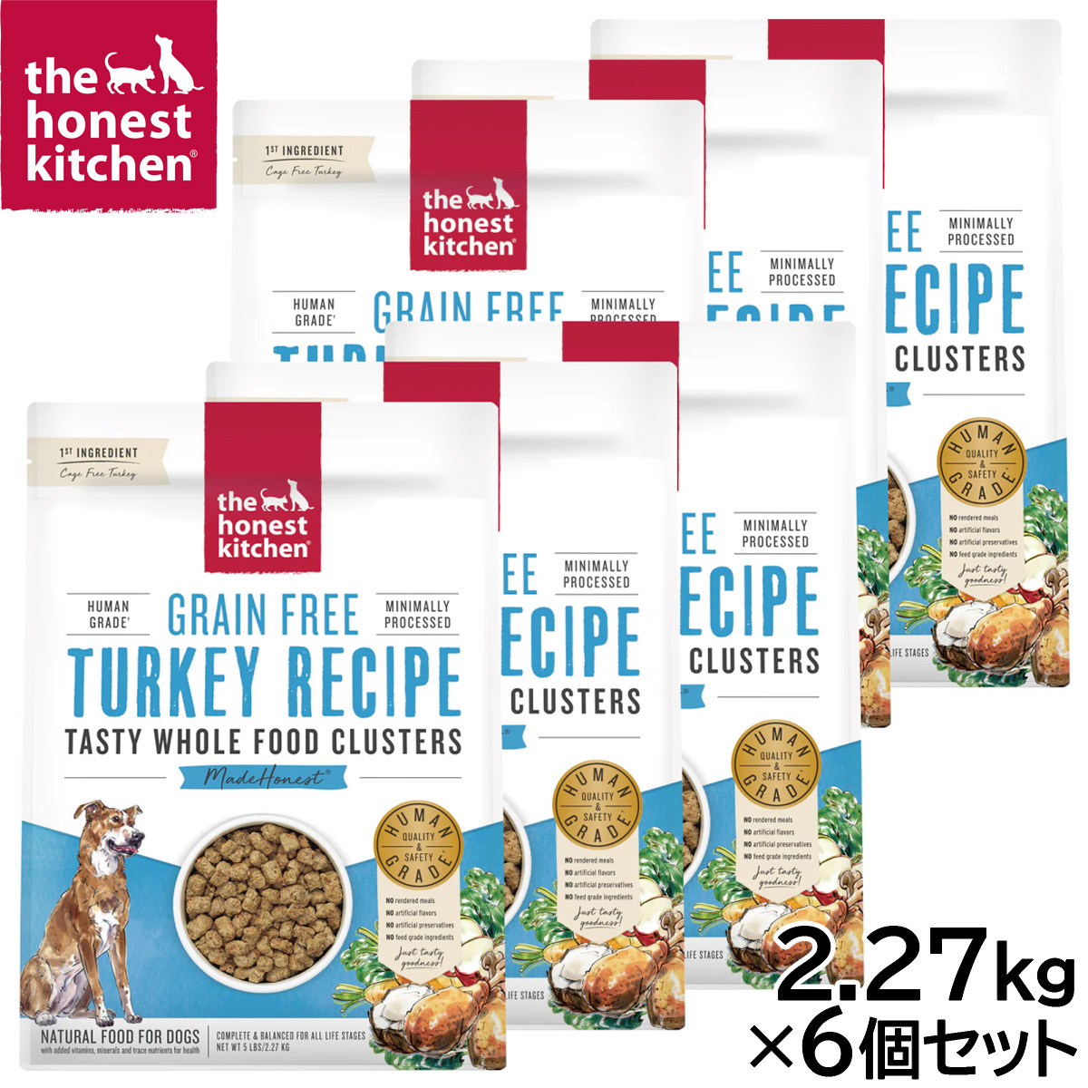 【店内ポイント最大52倍!本日限定!】オネストキッチン HONEST KITCHEN ドッグフード クランチ グレインフリー ターキー 2.27kg×6個セット|ドッグニール