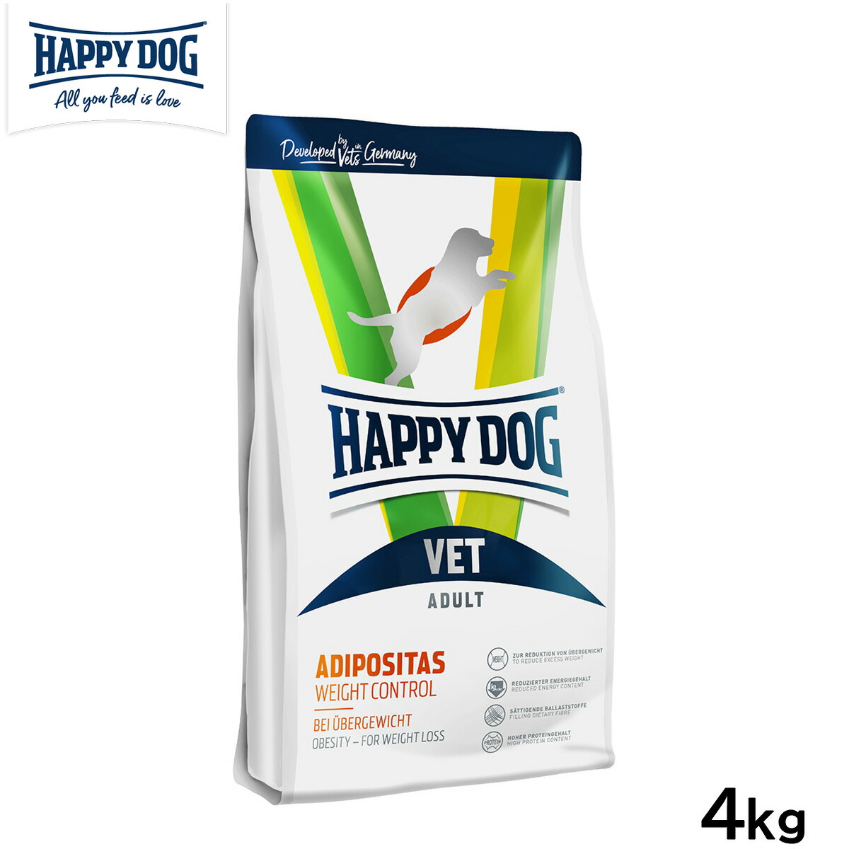 ハッピードッグ HAPPY DOG VET ドッグフード 犬用療法食 アディポシタス（肥満ケア） 4kg【送料無料】