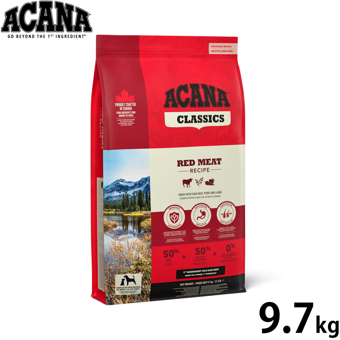 【店内ポイント最大52倍!本日限定!】アカナ ACANA ドッグフード クラシック レッドミートレシピ 9.7kg 無添加 全年齢 全犬種|ドッグニール