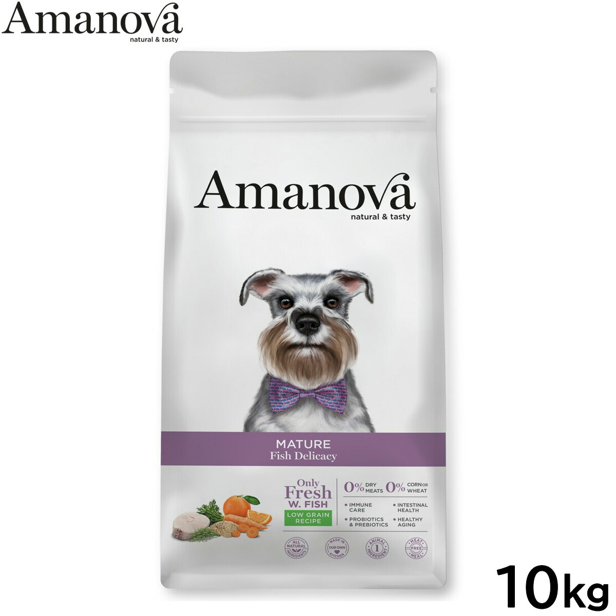 【店内ポイント最大40倍！4月20日！】アマノバ Amanova ドッグフード マチュア フィッシュ デリカシー ドライフード シニア犬用 中粒 10kg 無添加 ミール不使用