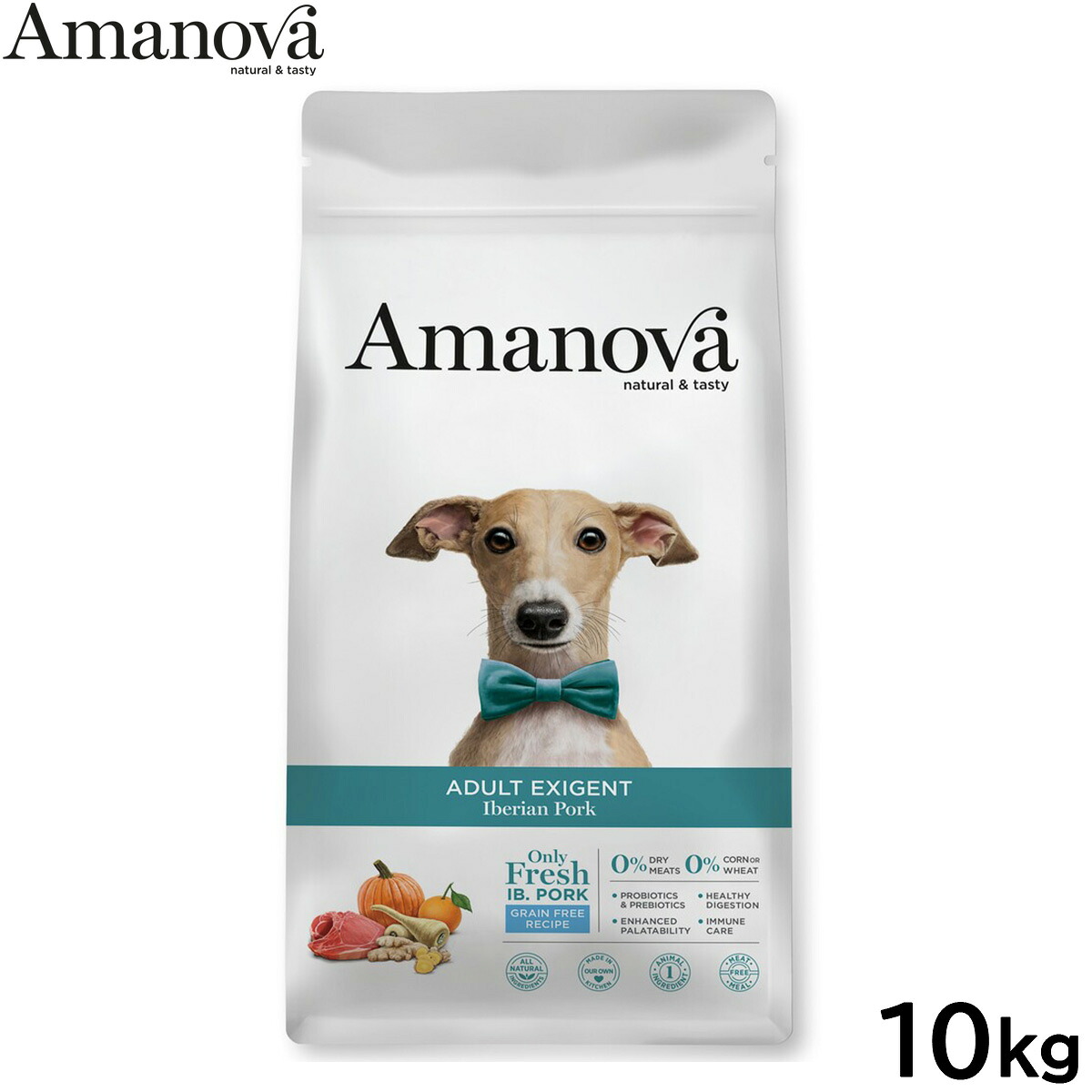 【店内ポイント最大39倍！本日限定！】アマノバ Amanova ドッグフード アダルト エクシジェント イベリアン ポーク ドライフード 成犬用 中粒 10kg 無添加 ミール不使用