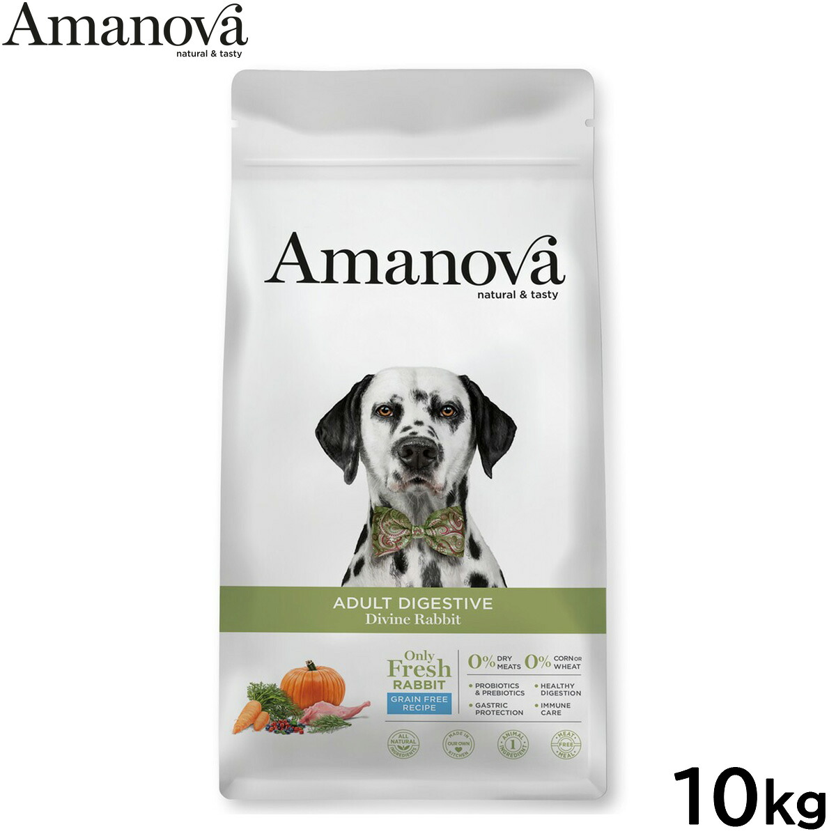 【店内ポイント最大52倍!本日限定!】アマノバ Amanova ドッグフード アダルト ダイジェスティブ ディバイン ラビット ドライフード 成犬用 中粒 10kg 無添加 ミール不使用|ドッグニール