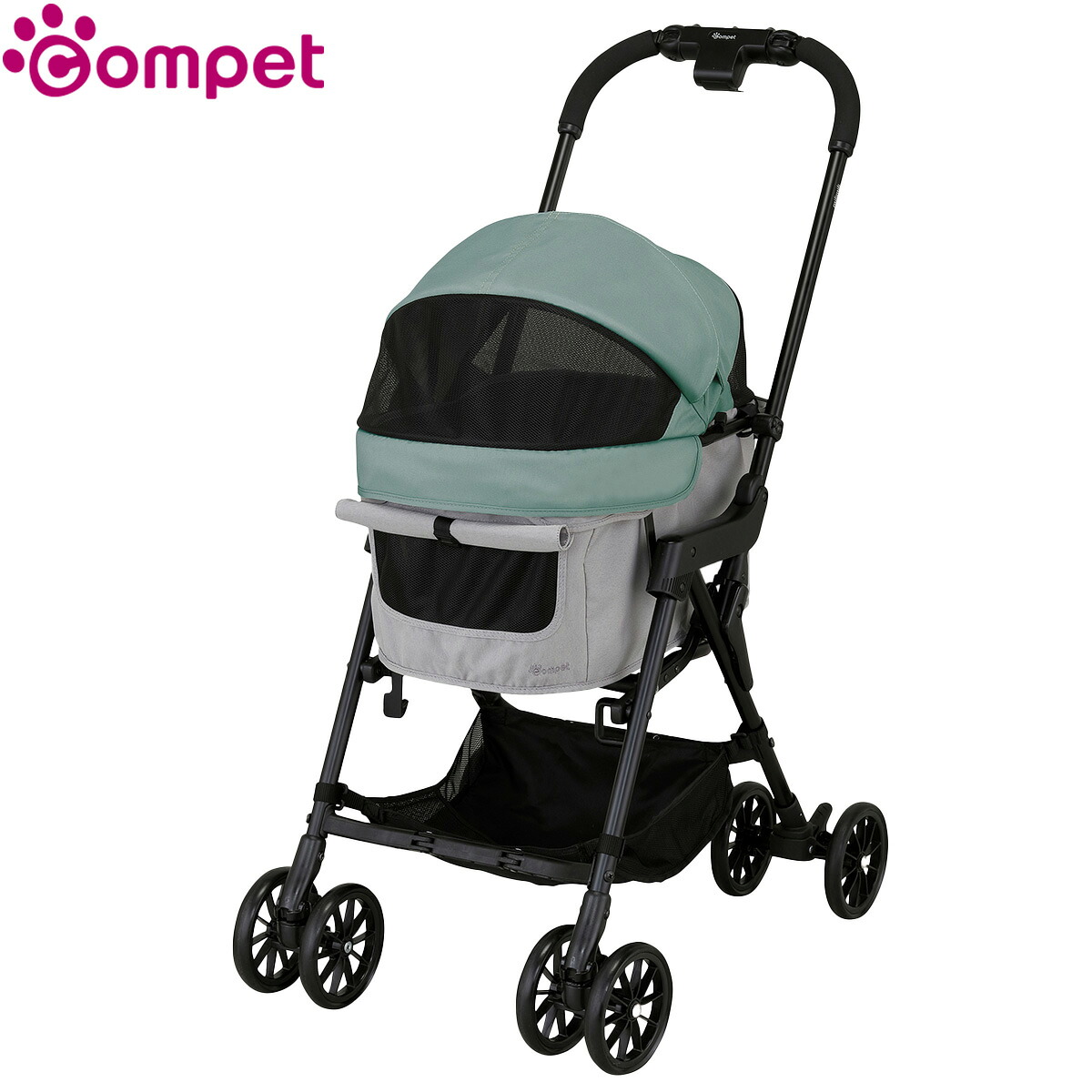 【店内ポイント最大52倍!本日限定!】コンビ combi コムペット compet ミリミリ milimili ペットカート バギー 折りたたみ 軽量 犬猫 ドッグ キャットワイビオグリーンxライト|ドッグニール