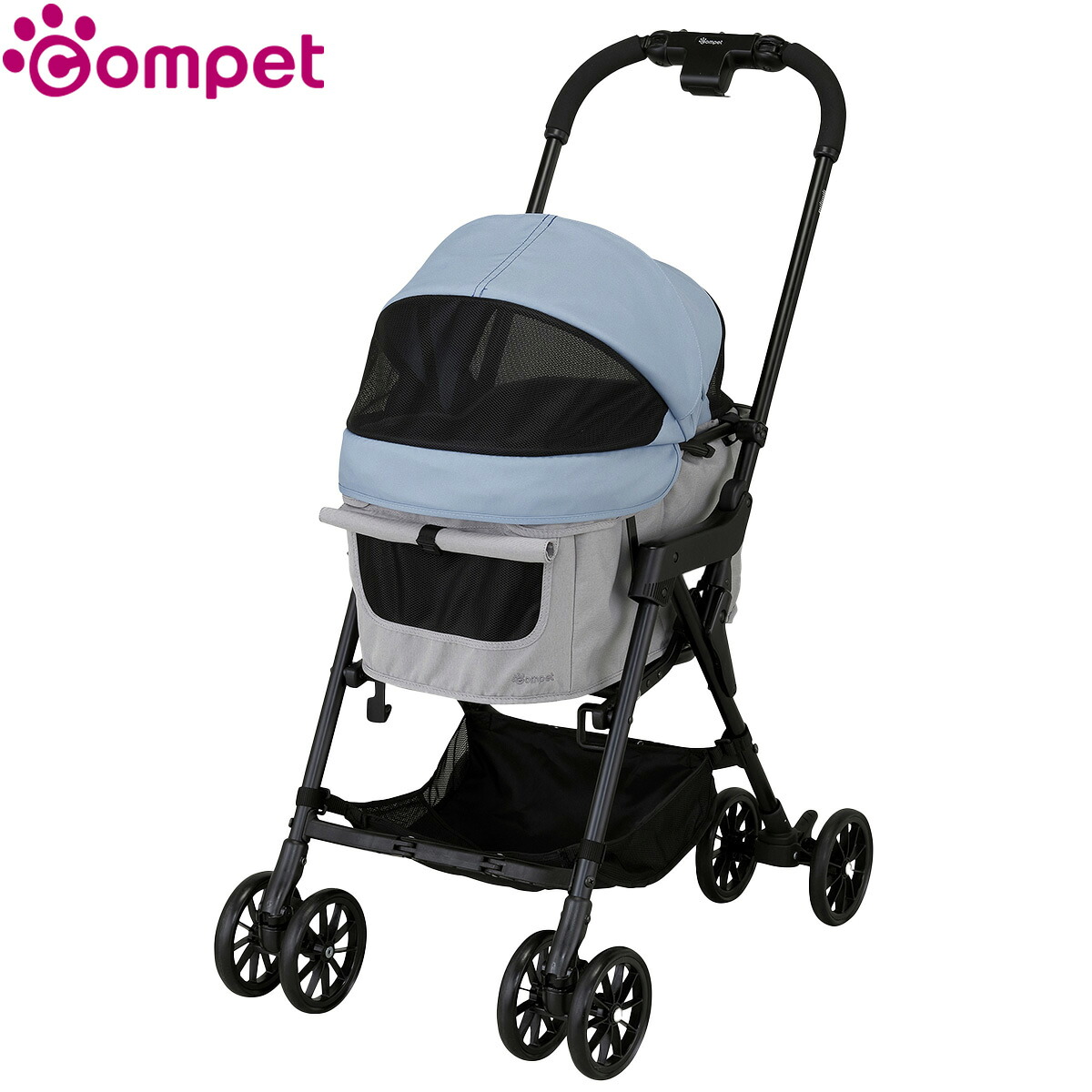 【店内ポイント最大52倍！本日限定！】コンビ combi コムペット compet ミリミリ milimili ペットカート バギー 折りたたみ 軽量 犬猫 ドッグ キャットマーメイドケーブブルーxライト｜ドッグニール