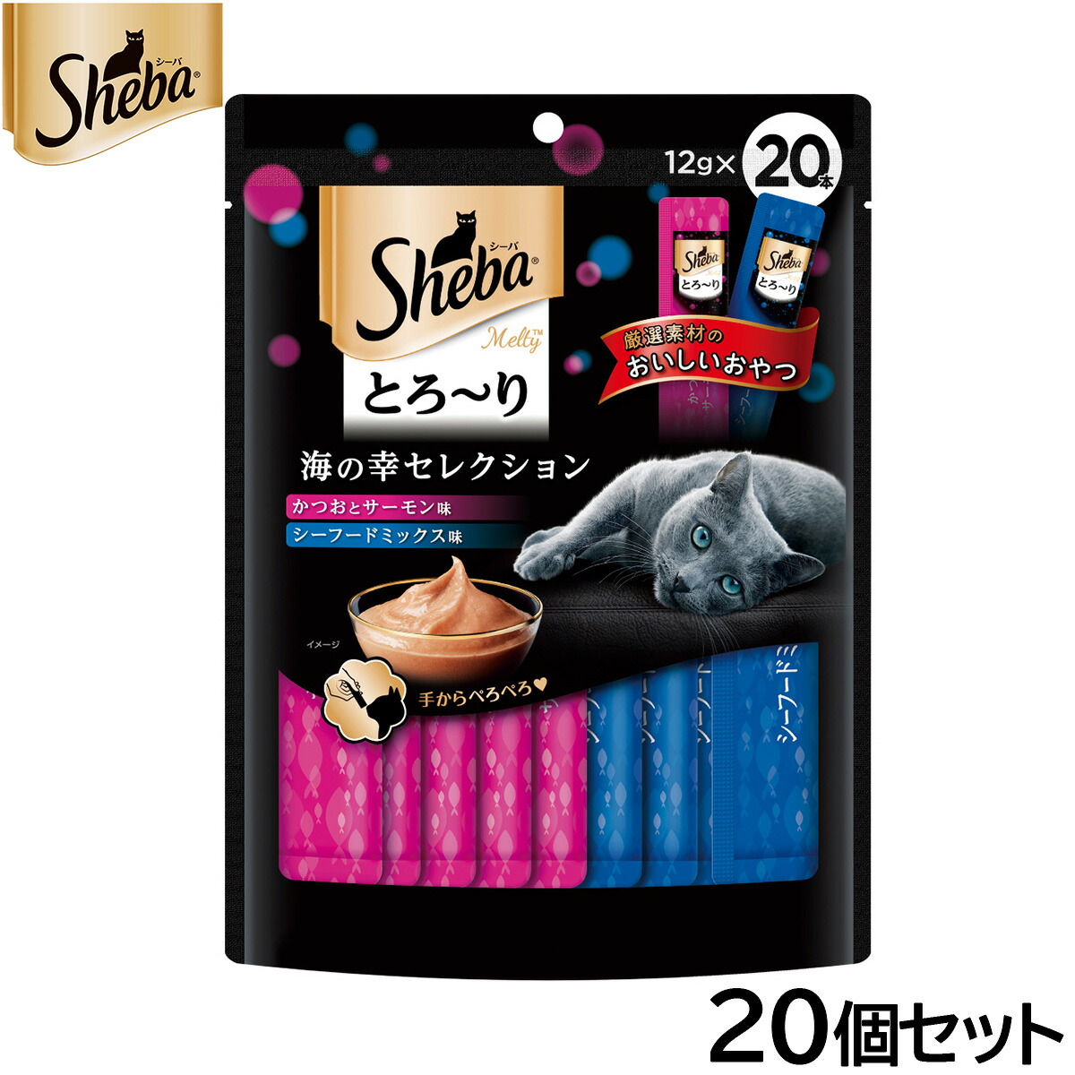 【店内ポイント最大42倍！本日限定！】シーバ 猫用おやつ とろ～り メルティ 海の幸セレクション 12g&times;20本入&times;20個セット【送料無料】 マースジャパン キャットトリーツ｜ドッグニール