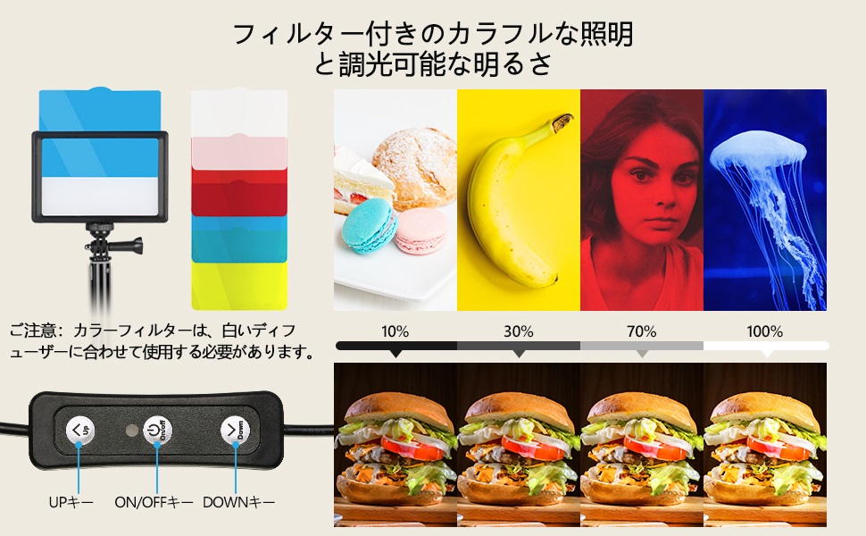 Neewer2パック調光可能な5600KUSBLEDビデオライト調節可能な三脚スタンド/カラーフィルター付き卓上/ローアングル撮影、カラフルなLED照明、商品、肖像画、YouTubeビデオ写真撮影対応