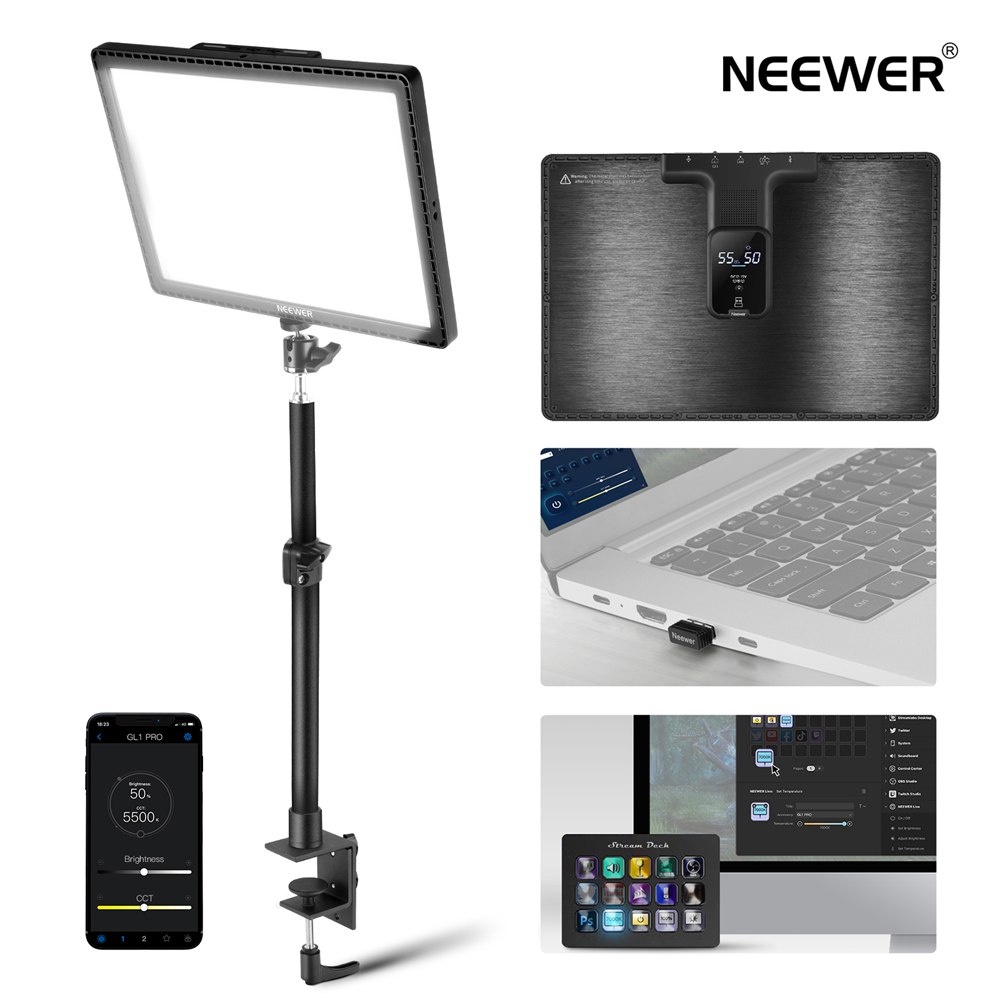 NEEWER GL1 PRO 15.5in手当たり点火装置 送達点火装置 卓上点火装置 映画化点火装置 ゲーミングライト 卓上点火装置 ストリーミングライト 映像媒体点火装置 2.4G パソコン Mac抑えつける\u0026iOS Android適用業務 LEDダイアログボックス点火装置 デスククランプ StreamDeckに相応う 力くらべ Zoom用