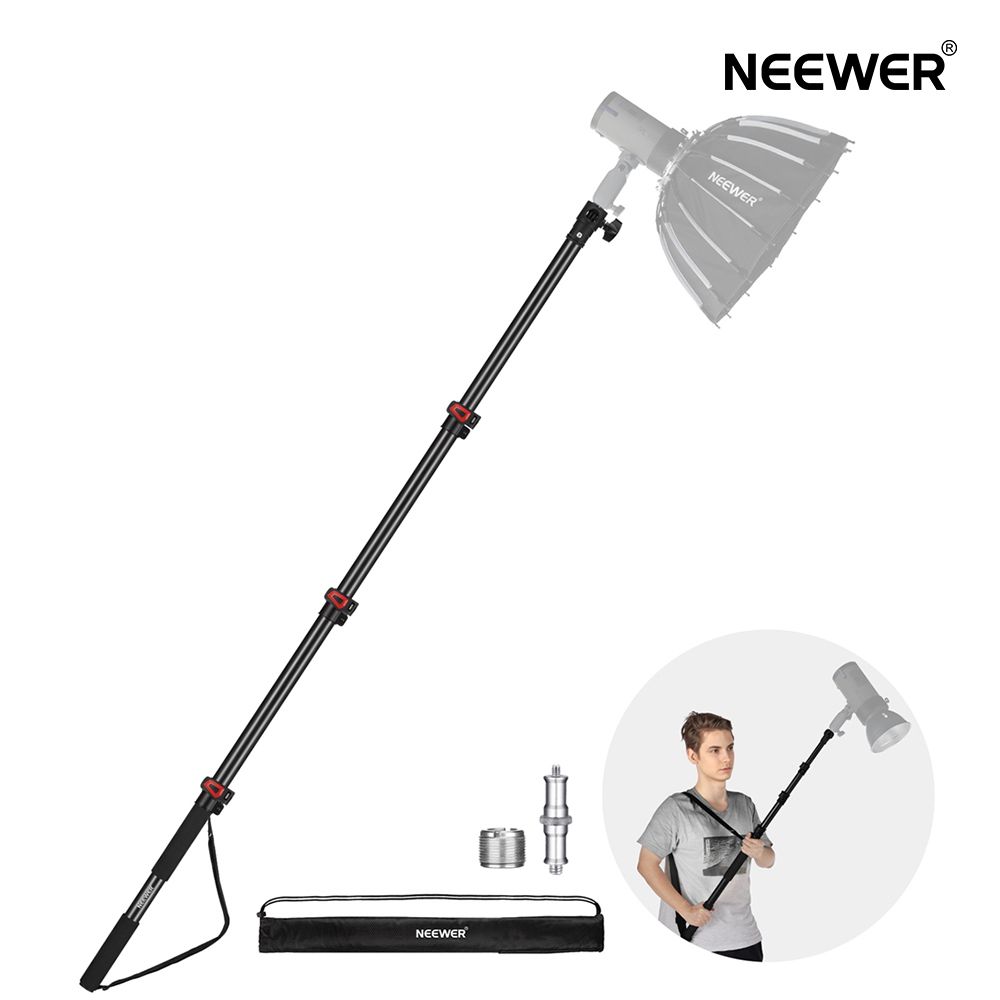 NEEWER 230糎 ブームポールスタンド 携帯型伸縮式 アルミニウムハンドヘルド 点火装置照明ランプ 1/4\" 3/8\"" 5/8\""螺旋釘/フリップ鍵を掛ける/ストラップ付き添い人 閃光電球点火装置 閃光電球マイクロホン用 最大限度掛け目5KG MS-230C"
