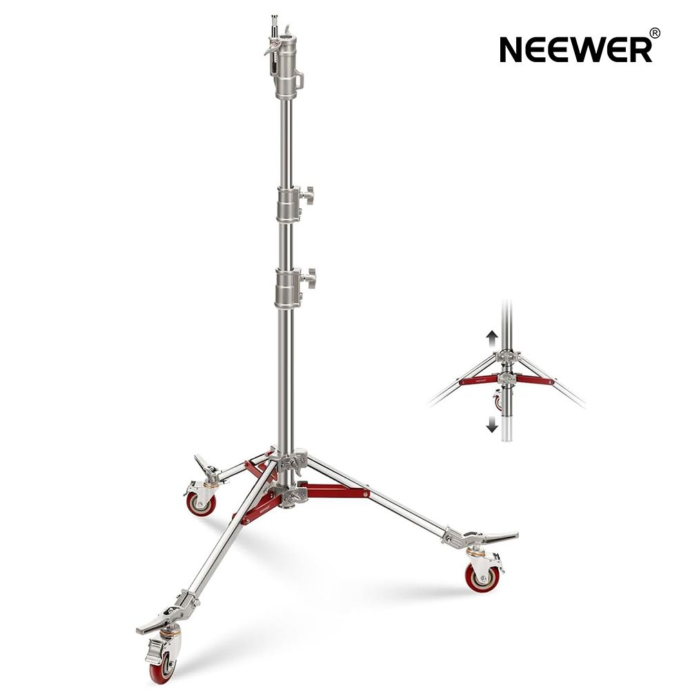 【P5倍+5%OFF券】NEEWER 240cmステンレススチール製ライトスタンド 高耐久 写真用ライトスタンド キャスター/1-1/8\