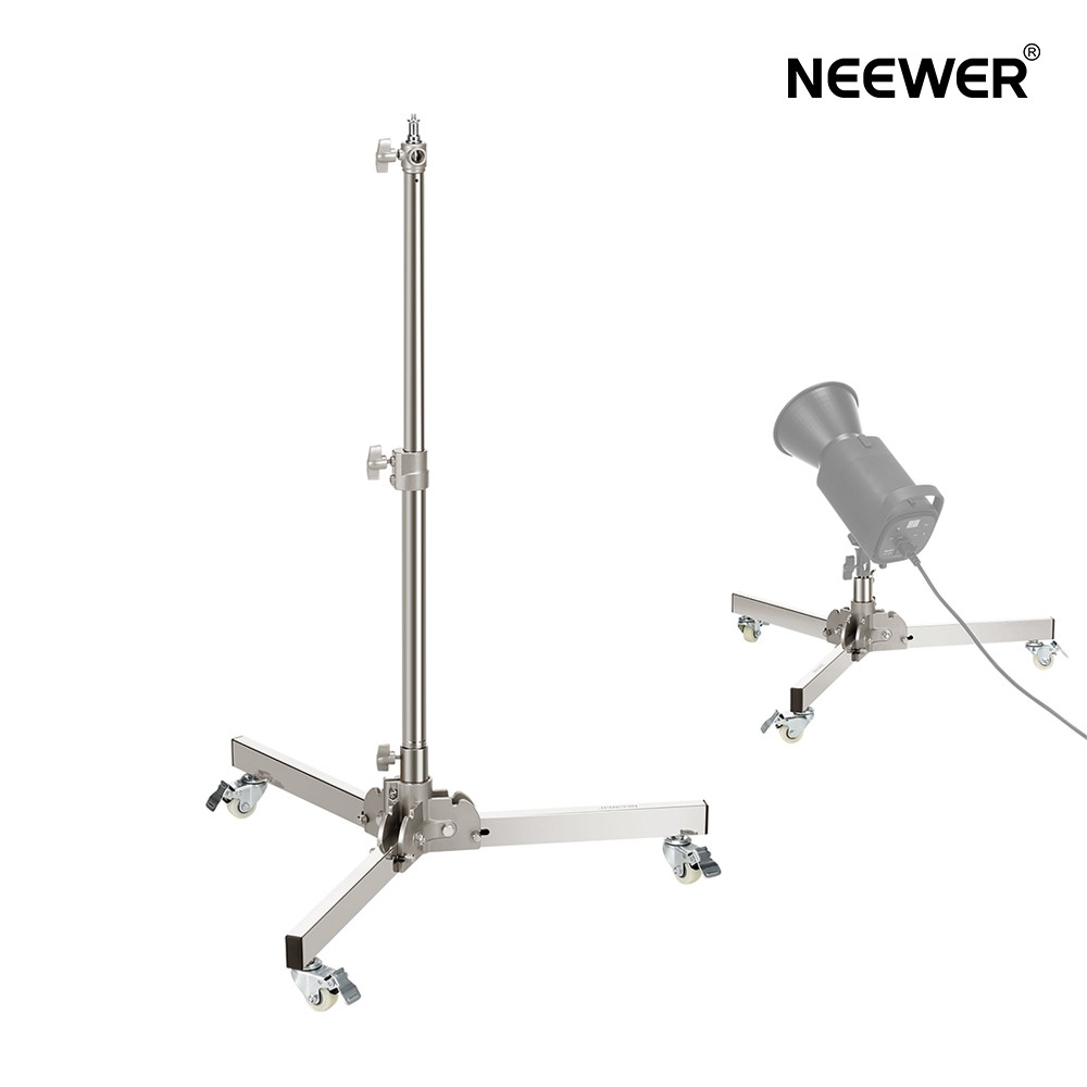 NEEWER ヘビーデューティーライトスタンド キャスター付き添い人 最大限度高さ98糎 ステンレス鋼鋼 折りたたみ式 合わせる能力のあるな三脚架照明ランプ 映画化用点火装置照明ランプ す早さ点火装置/ホンブルグ帽ボックス席/モノ点火装置用 最大限度掛け目10kg ST98SS