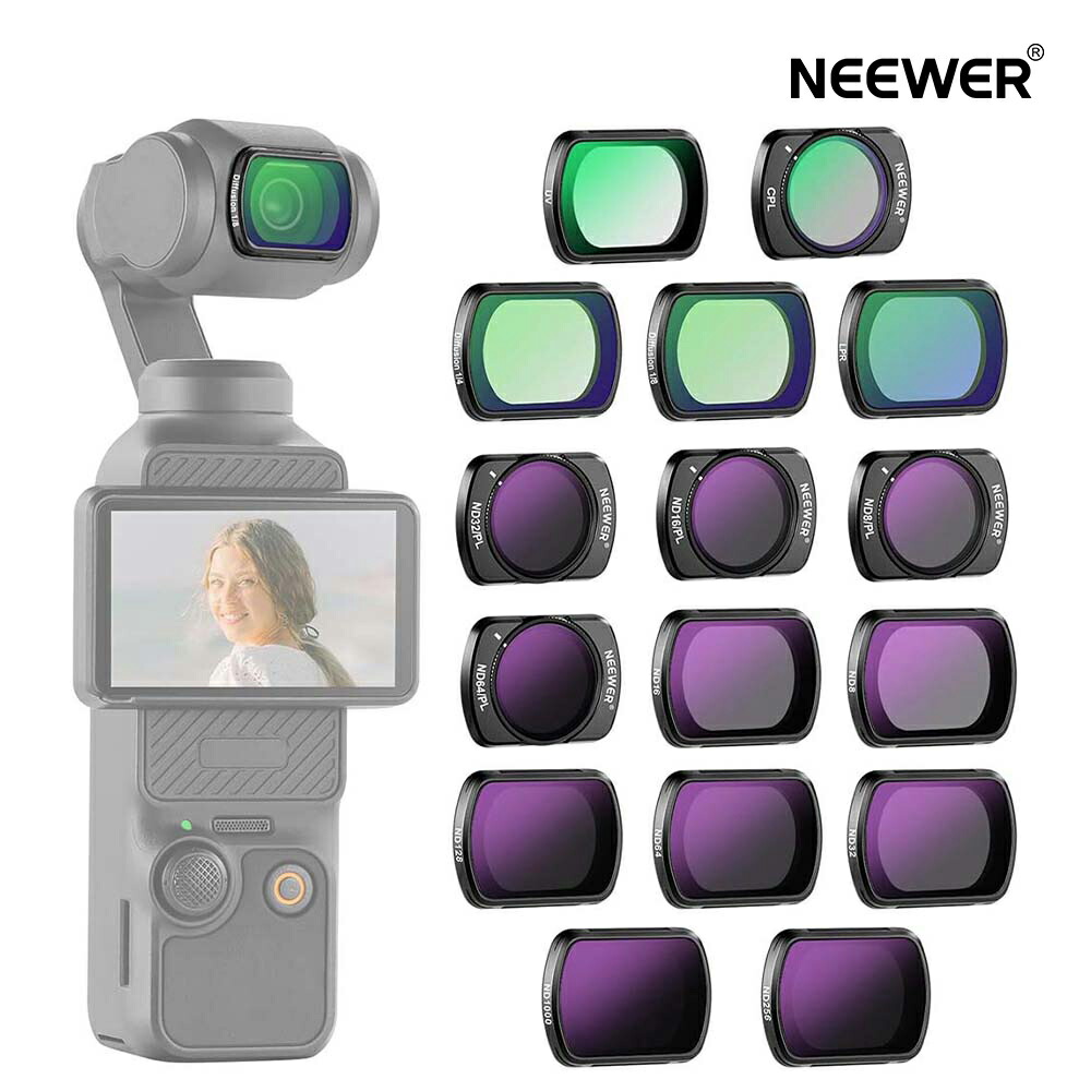 NEEWER 磁気 ND\u0026CPL\u0026UV\u0026LPR\u0026成り行きろ波器仕掛ける DJI OSMO Pocket 3/Pocket 4/Xtra Muse専用 16枚 ND8 ND16 ND32 ND64 ND128 ND256 ND1000 ND8/PL ND16/PL ND32/PL ND64/PL 黒いこと鳴りわたる 1/4 1/8 UV CPL 光害助け出すろ波器 減光ろ波器 FL-B06