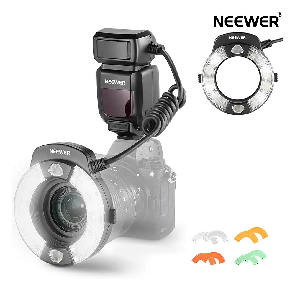 NEEWER RF1-N マルコリングフラッシュ 76Ws GN15 5600K TTL 素早さ点火装置 1-1/128最終生産物 先幕/後幕シンクロ カラージェル/レンズアダプターリング付き添い人 近接写真\u0026マクロ命令映画化用 Z9 Z8 Zfc Z50などに相応う