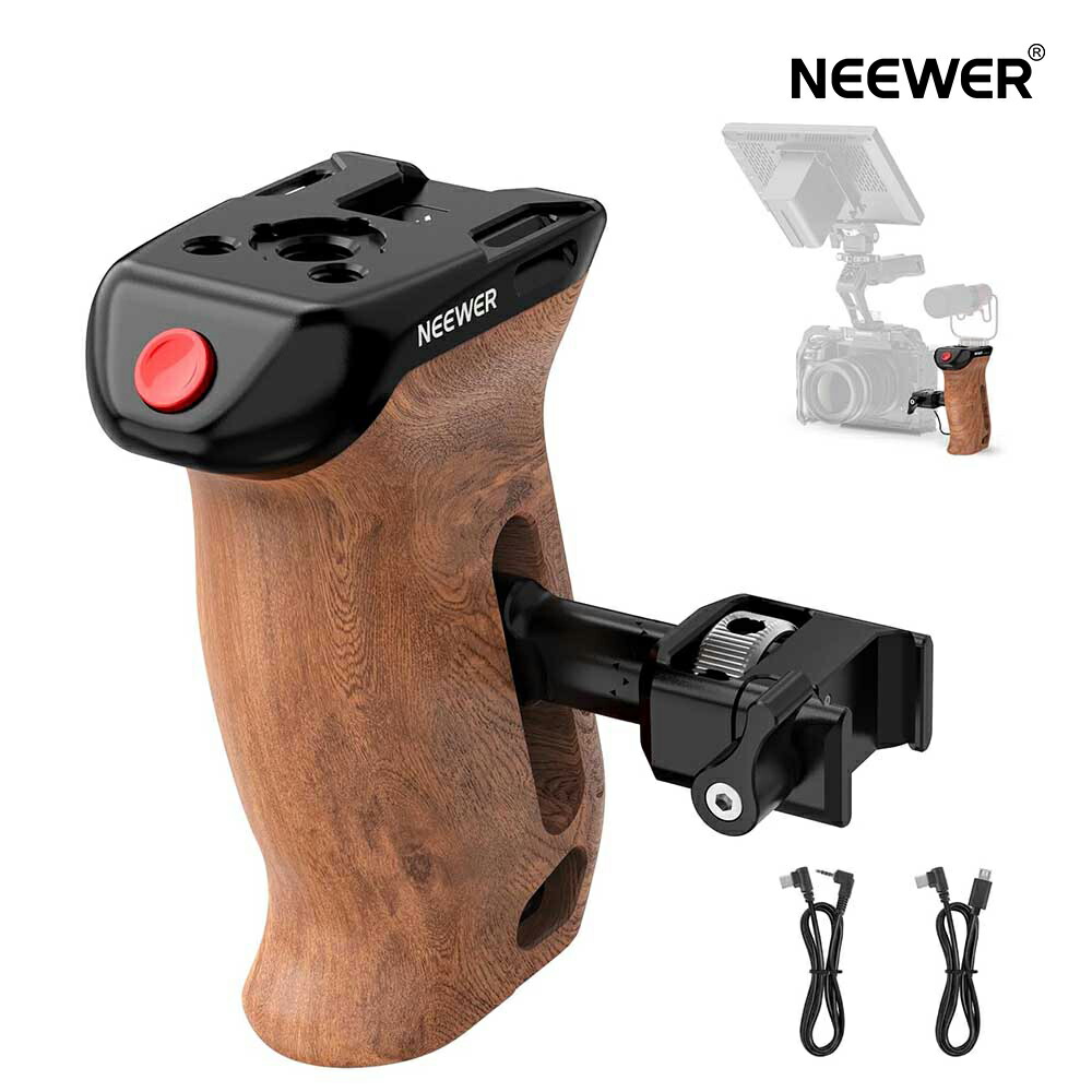 NEEWER 側面手持ち部分 サイドハンドグリップ 木製 録画打ちかかる/食い止めるリモート銃の引き金/1/4\