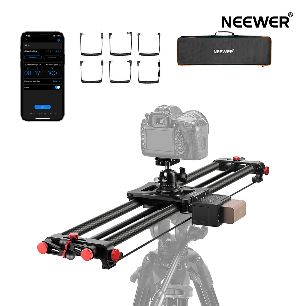 NEEWER 80cm 電動カメラスライダー DSLRカメラ用 カーボン製 アプリ無線制御 カメラドリー レールスライダー 4400mAh F750バッテリー付き (充電器別売) ビデオモード/タイムラプス撮影に対応 ER1-80|neewer-store