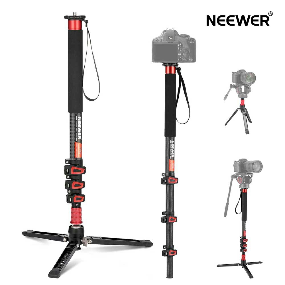 NEEWER 172珊 写真機一脚照明ランプ カーボン衣料繊維 軽さ 映像媒体一脚 旅する用三脚 着脱式写真機用軍事基地付き添い人 伸縮式 自撮り棒 トレッキング極点 DSLRテレビカメラ/映像媒体録画用 最大限度掛け目6Kg TP71
