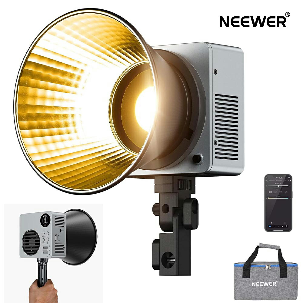 NEEWER HB80B 80W COB LED映像媒体点火装置 72Wh乾電池 100W PD 手っとり早い申し受ける APP/2.4G抑えつける 携帯型 バイ色つや 年代順の継続点火装置映画化点火装置 制作室点火装置 揺るぎない光点火装置 手持ち注目の的 26500lx/1m 2700-6500K調光能力のある CRI95+ 13一こま Bowensマウント
