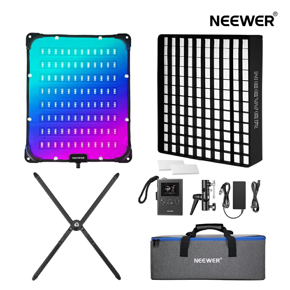 NEEWER FL100C RGB 映画化用点火装置 115W 高明快さ揺るぎない光 折り畳み式LED映像媒体点火装置 ホンブルグ帽ボックス席付き添い人 APP/2.4G/ダイアログボックス/DMX抑えつける 盛りだくさん色つや 無度合い調光 2500K-10000K 14700lux/0.5m 高演色 CRI96+ 生放送/制作室/自撮り/商いもの/映像映画化/美容補光用