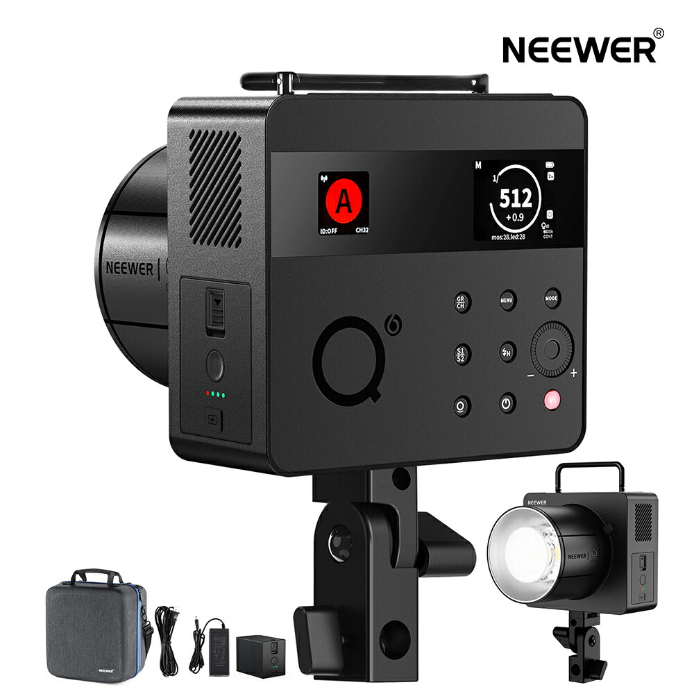 NEEWER Q6 600Ws 2.4G TTL閃光電球閃光電球 適用業務抑えつける 3000mAh乾電池 Godoxに相応う 1/1～1/512 1/8000 HSS 制作室閃光電球 室外映画化用モノ点火装置 30Wバイ色つやLED モデリング照明ランプ/400フルパワーフラッシュ/0.01-0.9s再利用 Bowensマウント