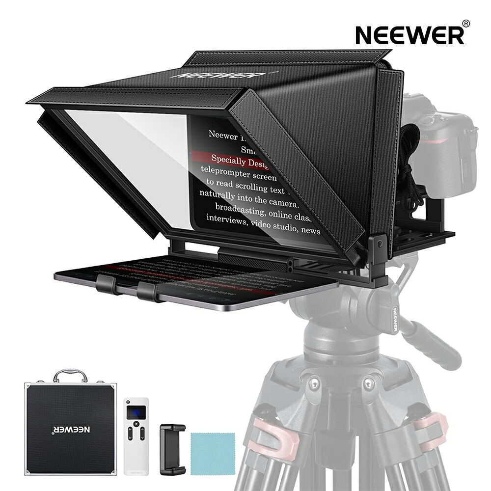 NEEWER X12 14in軽銀アロイテレプロンプター iPad/経口避妊薬/スマートフォン/DSLR写真機用 遠隔操作、持ちはこび容れもの、適用業務付き添い人 iOS/Android相応う オンライン受けつたえる/Vlogger/ライブストリーミング用