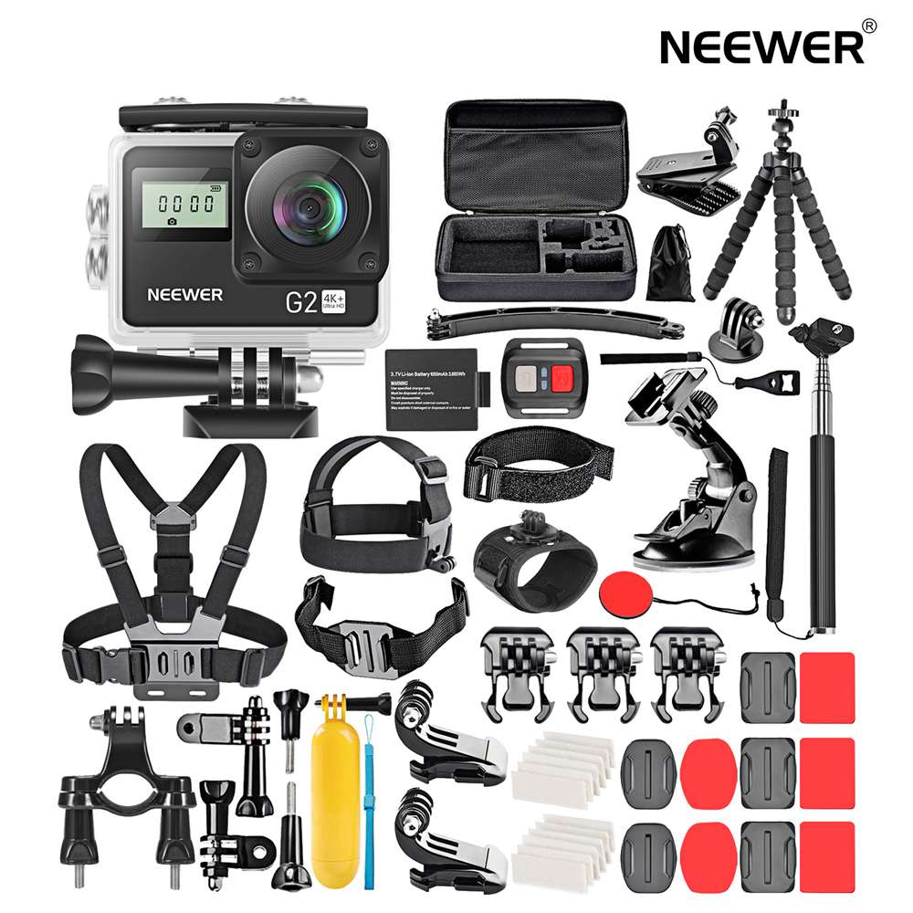 Neewer G2 Hd 4k触合う銀幕アクションスティールカメラ 12mp 4k 30fps Eis 170程広角 Wifiスポーツカム 50 In 1アクションカメラ装身具キット 波乗り ダイビング サイクリング 運転 レーシングなどに充てる アクションカメラ 鉄輪 スポーツカメラ アクションカム用