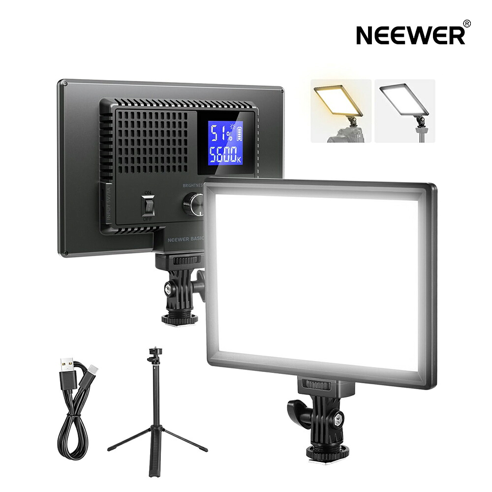 NEEWER BASICS LED録画媒体ともし火 9in 10W 映画化用ともし火 卓上三脚照明ランプ付き添い人 バイ色合い調光能力のある 超高明快さ 3200-5600K CRI95+ 800Lux 超高演色性 境界線ともし火式 写真機ともし火 4000mAh申し受ける式 ダイアログボックスともし火 活動写真映画化/録画媒体録画/自撮り用 NL-120B