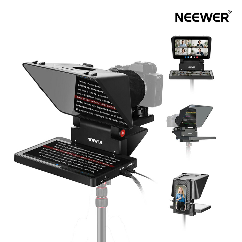 NEEWER 新版 2インチ1黒ん坊 28糎テレプロンプター 管する付き添い人 Windows/MacOS/写真機/スマホ/webカメラ用 映写幕銀鏡輪っか 携帯型 YouTube画像/生放送/録画媒体話し合い用 X11