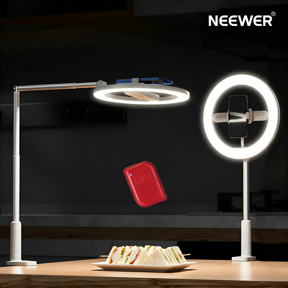 【P10倍UP中!】NEEWER ENTRY LEVEL VERSION 卓上リングライト 25cm LED撮影ライト 7W 卓上クランプスタンド/スマホホルダー付き iPhone/ノートパソコン用 ビデオライト 3トーン 3000mAh充電式 女優ライト ビデオ会議/Vlog用 iPhone 16/15 Pro Max Plus用 N16