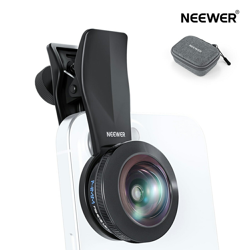 NEEWER 170° 14mm VR魚眼レンズ 17mmネジレンズクリップ付き スマホレンズ iPhone 16 Pro Max Android S25 Ultraに対応 パノラマ魚眼ビュー 生放送/屋外風景/建築撮影用 写真撮影アクセサリー LS-77