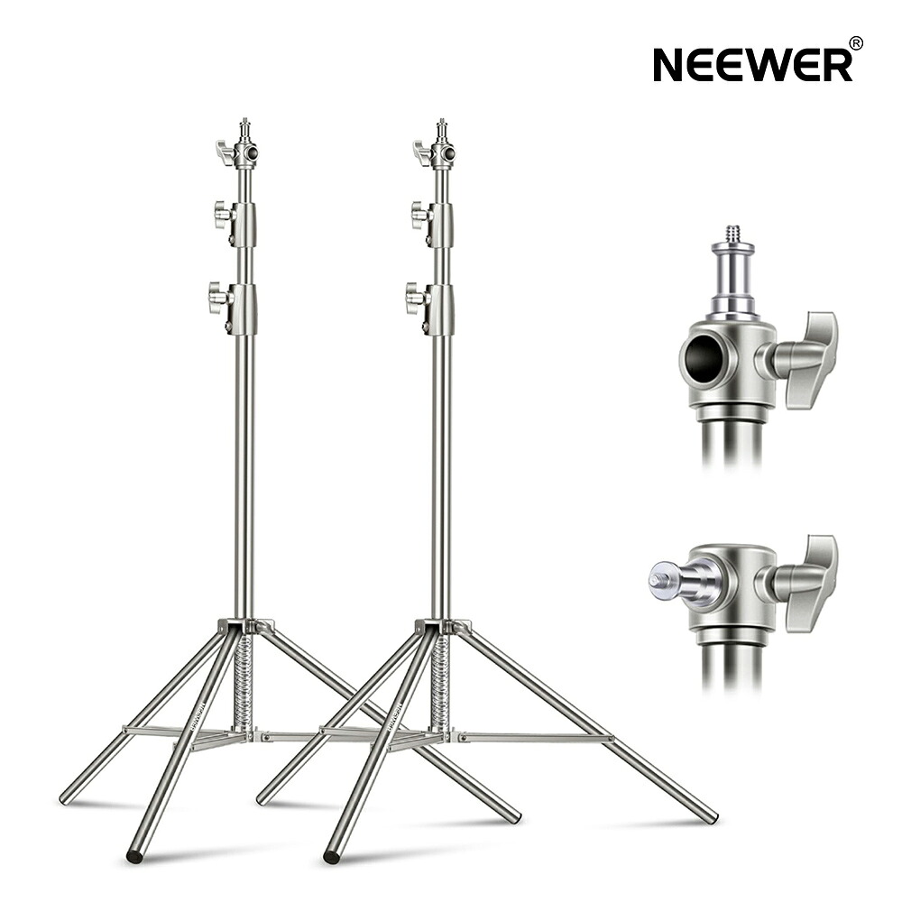 NEEWER 280糎 点火装置照明ランプ 2風呂敷き包み仕掛ける ステンレス鋼スチール写真製 発条座布団/1/4\"-3/8\""アダプタ付き添い人 手ごわい 活動写真用三脚照明ランプ 閃光電球/映像媒体点火装置/輪っか点火装置/モノ点火装置/ホンブルグ帽ボックス席用 最大限度掛け目10kg ST-280SS"