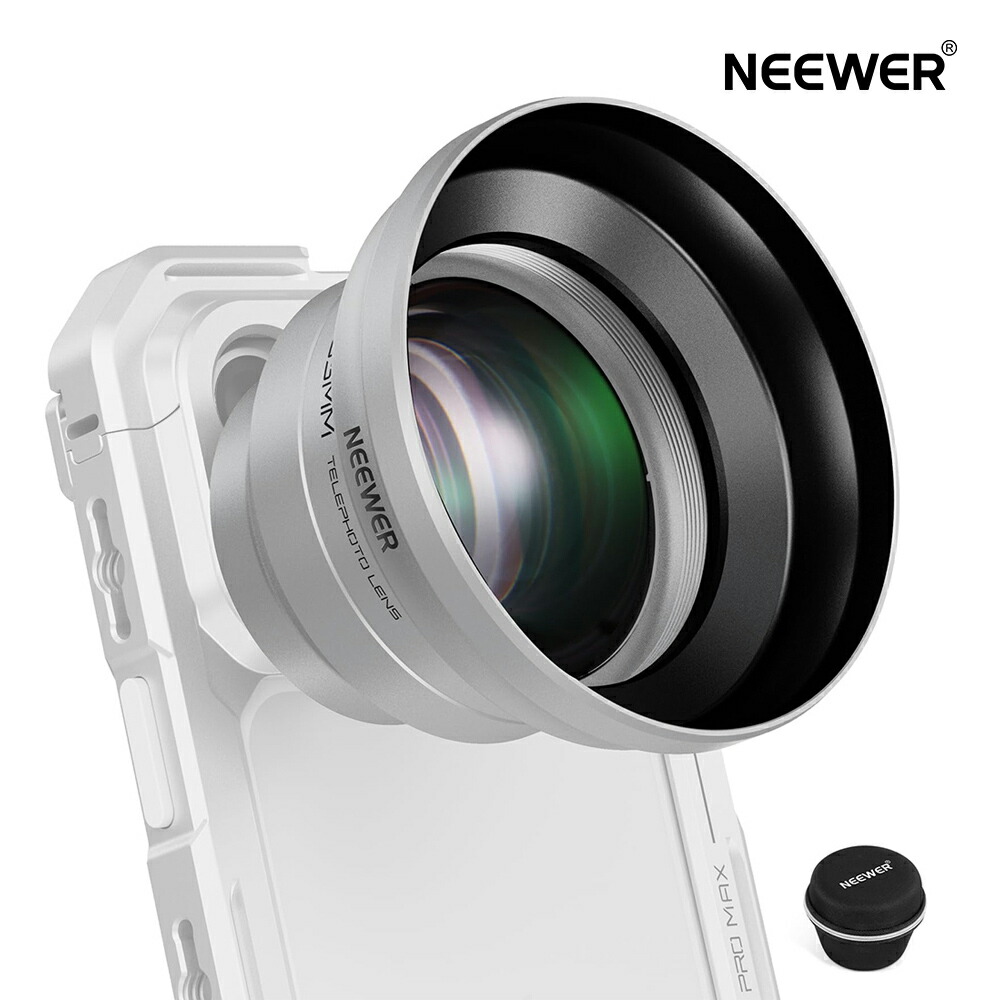 NEEWER スマホ望遠水晶体 65粍 1.7倍望遠レンズ差し押さえ 高画質固定ディスク スマホカメラレンズ 17粍ねじ釘うしろ側お皿 しろがね色ボンネット付き添い人 iPhone/Androidスマホケージ\u0026容れもの相応う LS-66