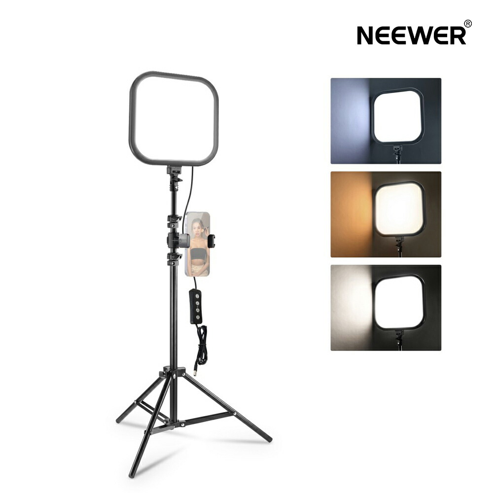 NEEWER Basics 10.8in 映像媒体点火装置 15W バイ色つや LEDダイアログボックス点火装置一揃いの道具 160珊三脚照明ランプ/スマホホルダー嘱する 境界線点火装置 816lux CRI95+ 高演色 調光能力のあるな制作室点火装置  活動写真映画化/映像媒体録画/Zoom電話を掛ける/ストリーミング送達用 L220