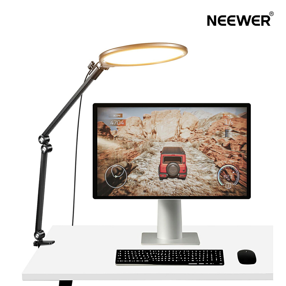 NEEWER BASICS 10.5インチ 卓上リングライト 15W LEDビデオライト 調整可能なアーム/デスククランプ/タイマー付き 調光可能 3000-6500K フルスクリーン パネル照明 スマホ/ウェブカメラ/PC用 自撮り/ビデオ会議/スタジオ照明/動画撮影用 R10|neewer-store