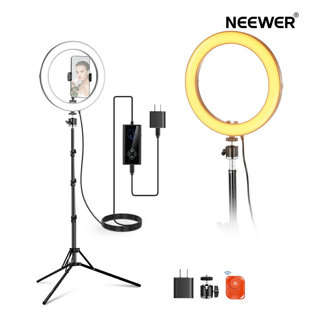NEEWER RH10B LED輪っか点火装置 10in 自撮り点火装置 20W 高最終生産物 映画化用点火装置 180珊三脚照明ランプ付き添い人 バイ色つや 調光能力のある 女役者点火装置 iPhone相応うスマホホルダー メイク/ライブ送達/映像媒体録画/映像映画化用