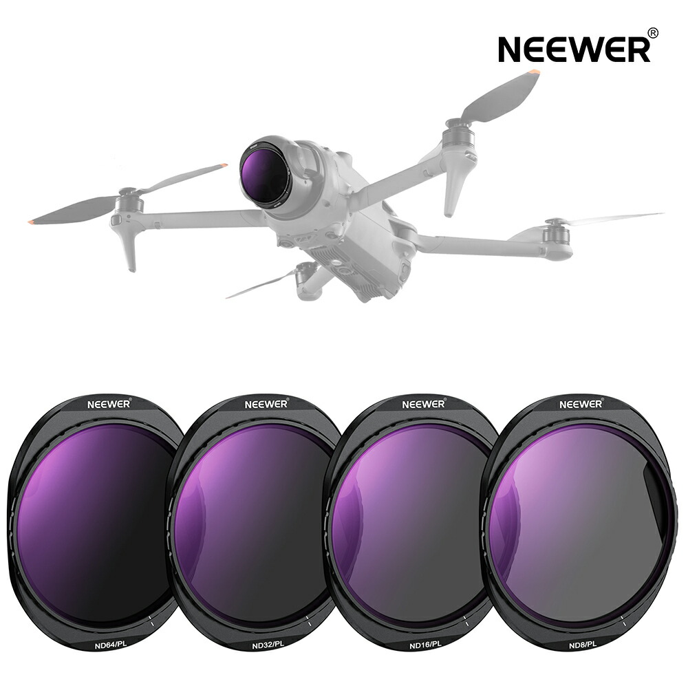 NEEWER ND/PL水漉し書き割り Mavic 4 Pro相応う 4個書き割り ND8/PL＆ND16/PL＆ND32/PL＆ND64/PL ねじ込み式 マルチ厚地の外套固定ディスク光学硝子 ニュートラルデンシティドローンレンズフィルター 磁石式納める容れもの付き添い人