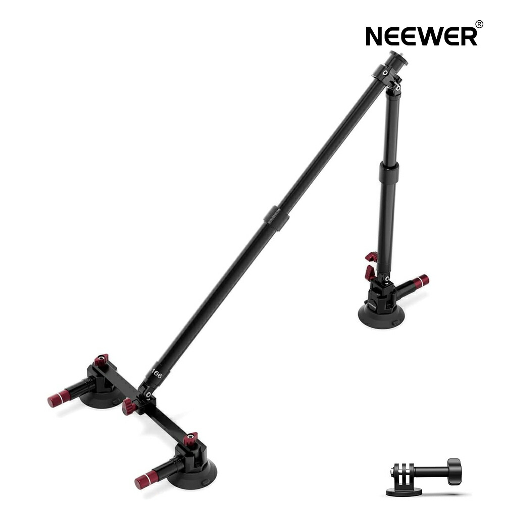 NEEWER トリプル吸盤カーマウントキット 60糎軽銀アロイ押しひろげる極点2本/NATO軌跡付き添い人 行動写真機に相応う サクションカップマウント アクションカメラアダプター 最大限度掛け目1kg CA166