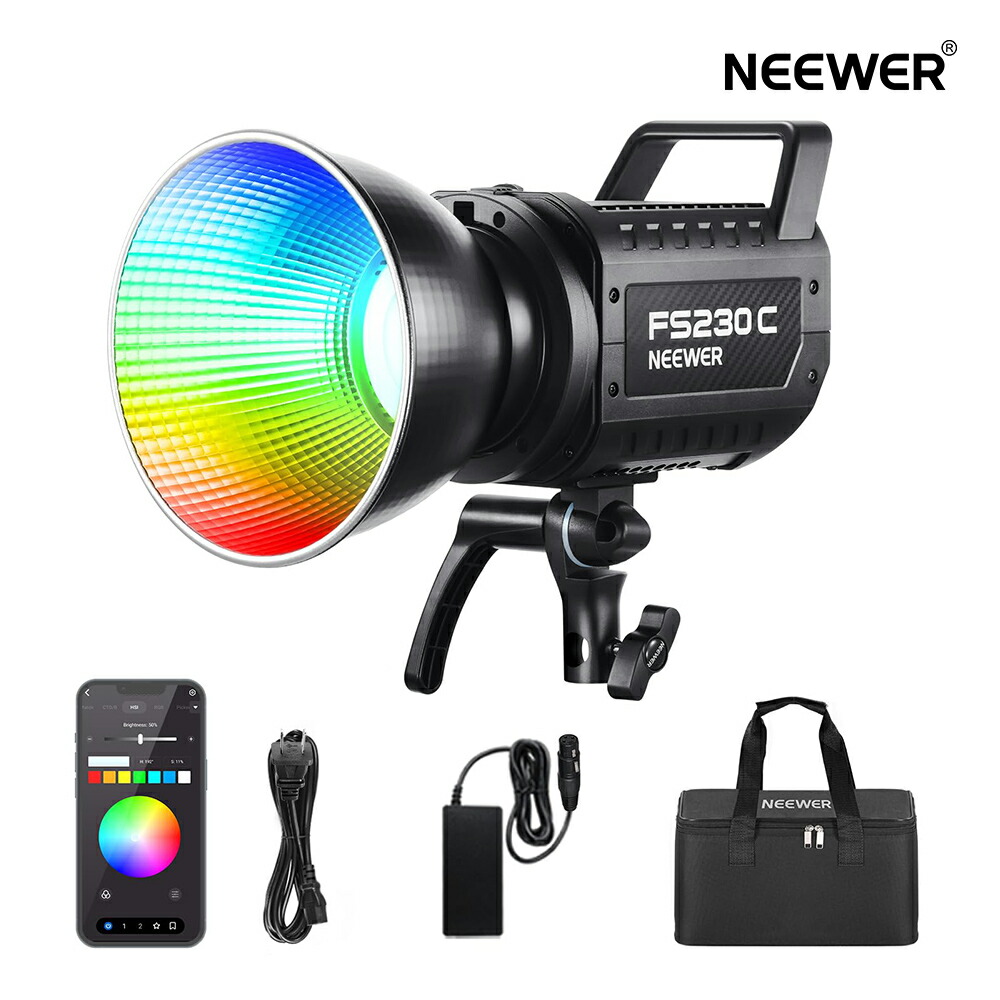NEEWER FS230C RGB LED映像媒体点火装置 映画化用点火装置 230W 高明快さ揺るぎない光 2.4G/APP抑えつける COBかばい立て点火装置 23000lux/1m 盛りだくさん色つや 調光能力のある 2500K-7500K CRI 95+ 17種点火装置成り行き Bowensマウント 注目の的 生放送/制作室/映像媒体/TikTok映像映画化用