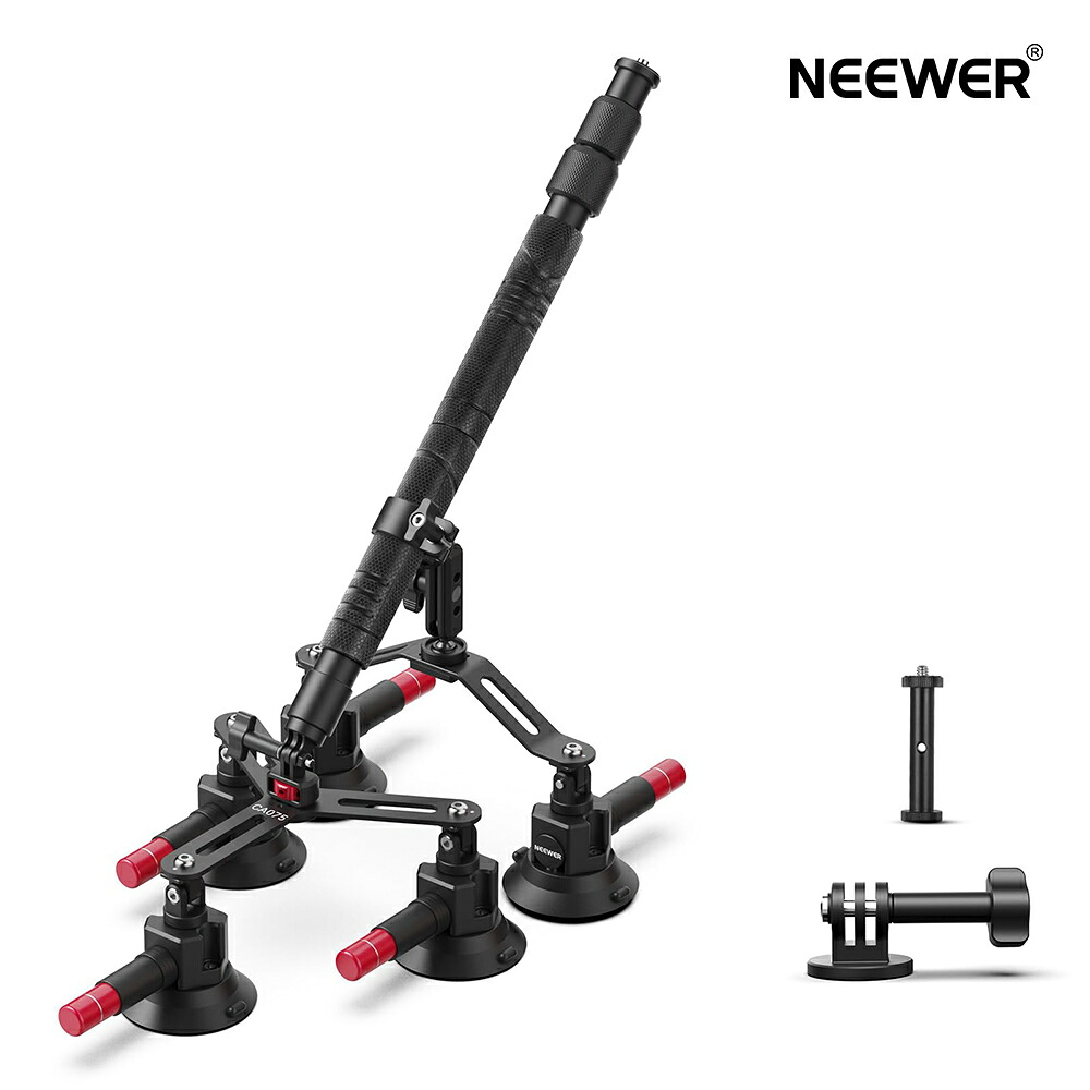 NEEWER 5 in 1 吸盤カーマウントキット 車載マウント カメラマウント X5/X4/X3/X2/OSMO 360対応 アクションカメラアクセサリー サクションカップマウント クイックリリース フロントガラス用見えない自撮り棒付き CA075｜neewer-store