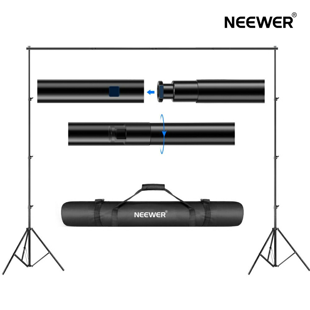 激安店舗 再再販 Neewer 背景スタンド2.6M x 3M 背景布サポートシステム キャリングケース付き キャンバスや紙をサポート可 背景布