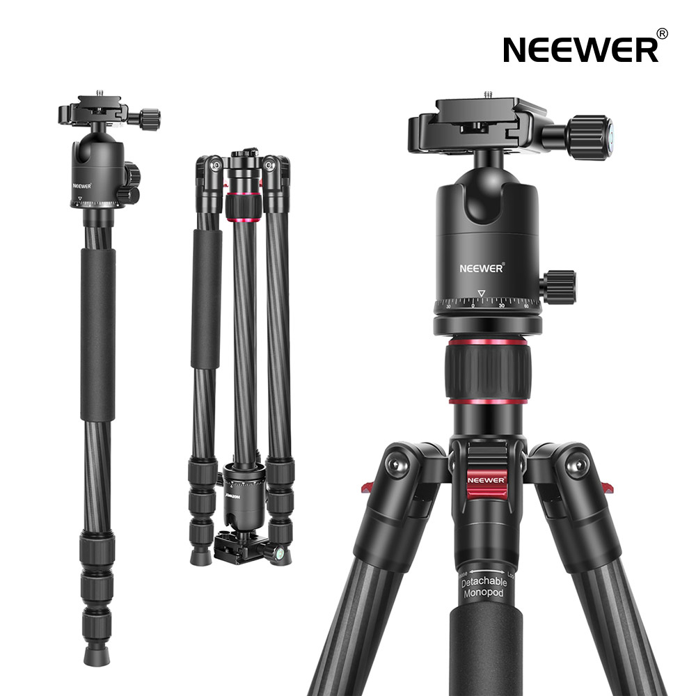 楽天市場 Neewer 0cmカーボンファイバーカメラ三脚一脚 2中心軸 360度のボールヘッド 1 4インチクイックシュープレート バッグ付き Dslrカメラビデオカムコーダーに対応 旅行および仕事用 耐荷重最大12kg Neewer Store
