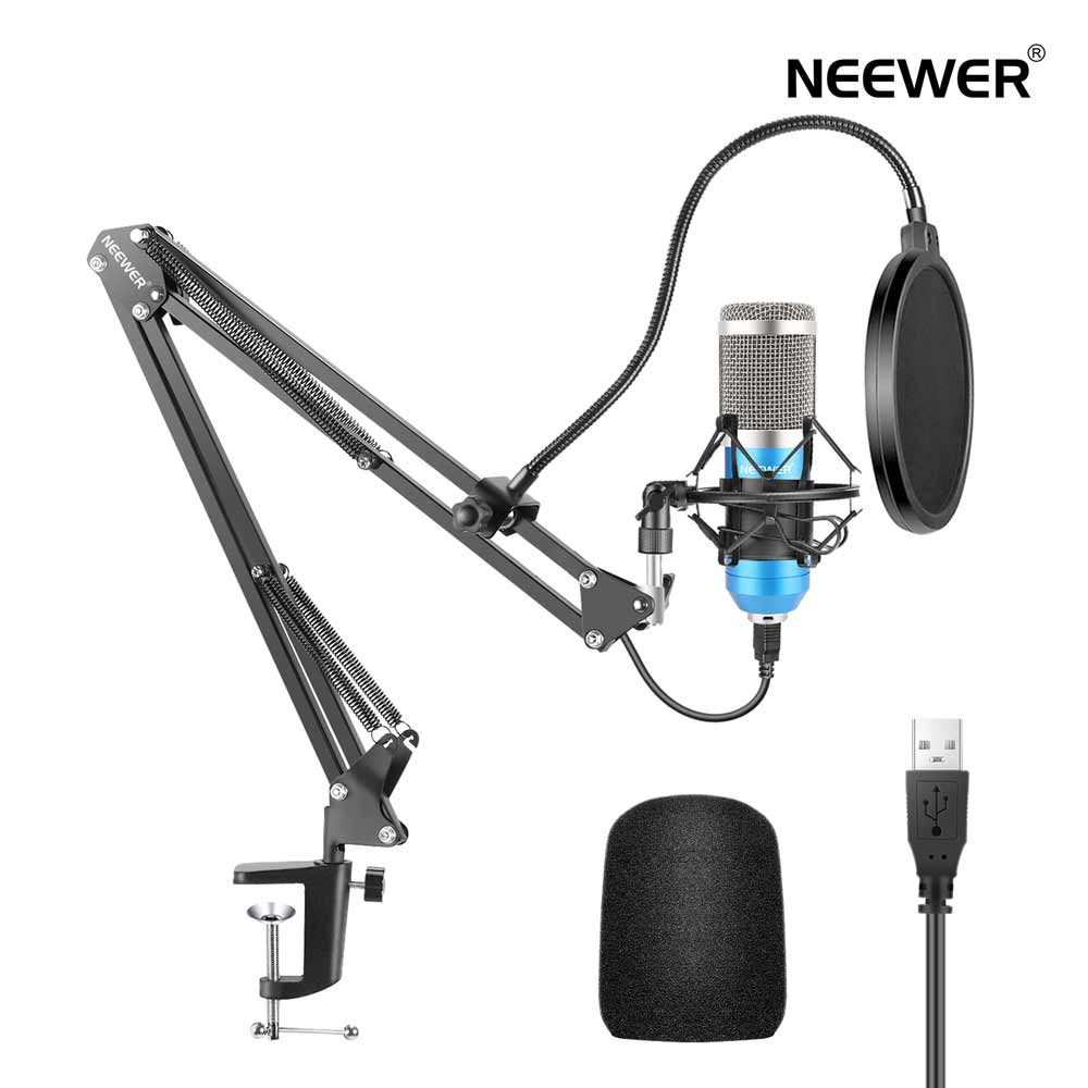 楽天市場 Neewer Usbマイクキット 192khz 24bit プラグアンドプレイ コンピューターカーディオイドマイク ポッドキャストコンデンサー マイク プロなサウンドチップセット付き Youtube ゲームレコードに適用 アームスタンド ショックマウント付き 青 Nw 8000 Usb