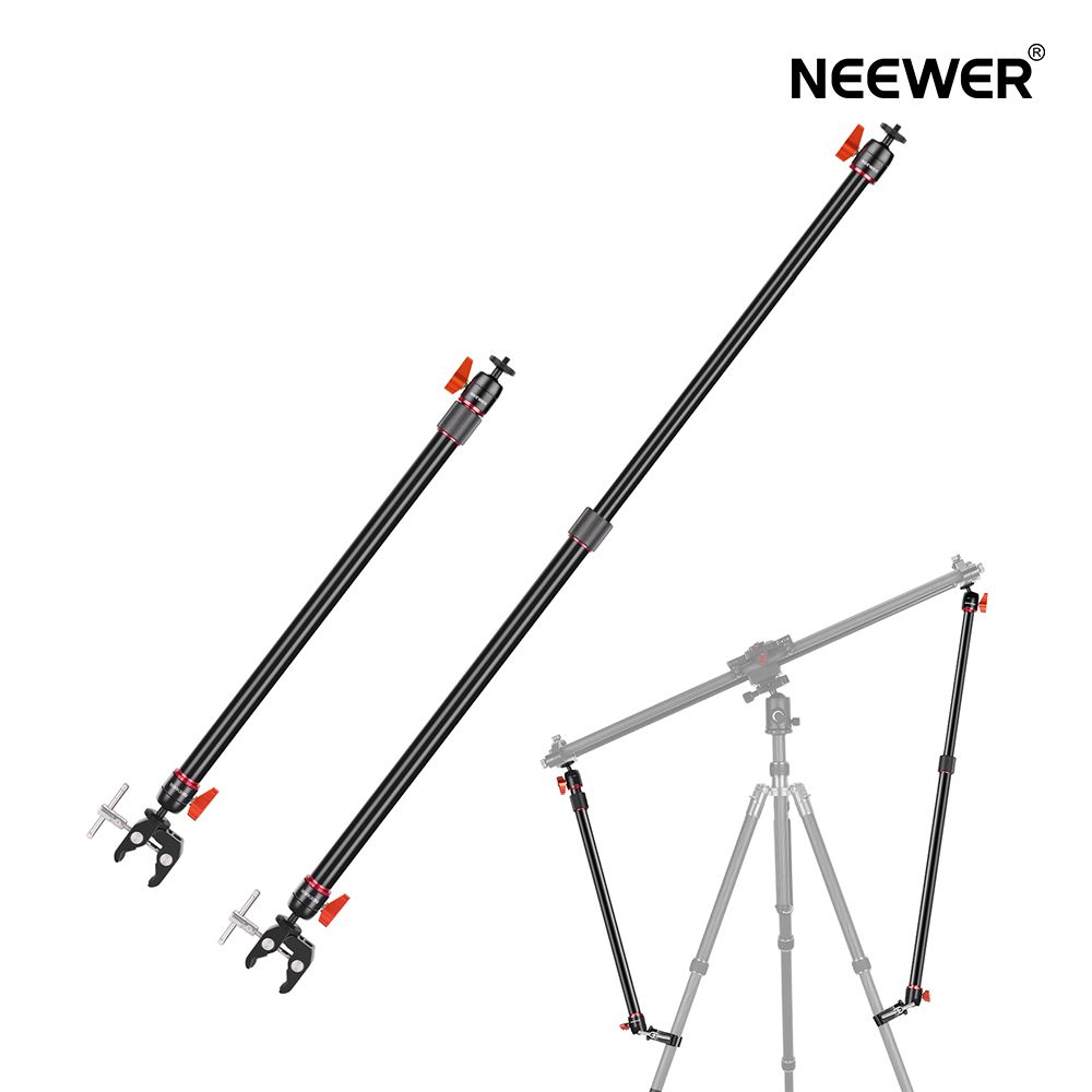 NEEWER カメラスライダーサポートアーム 2本入り口・入口 三脚架釣りあい手 親しさ合わせる能力のある 伸縮能力のある 軽銀アロイ製 釣りあい性引きあげる Cクランプ、雲台付き添い人 カメラビデオスライダーレール用