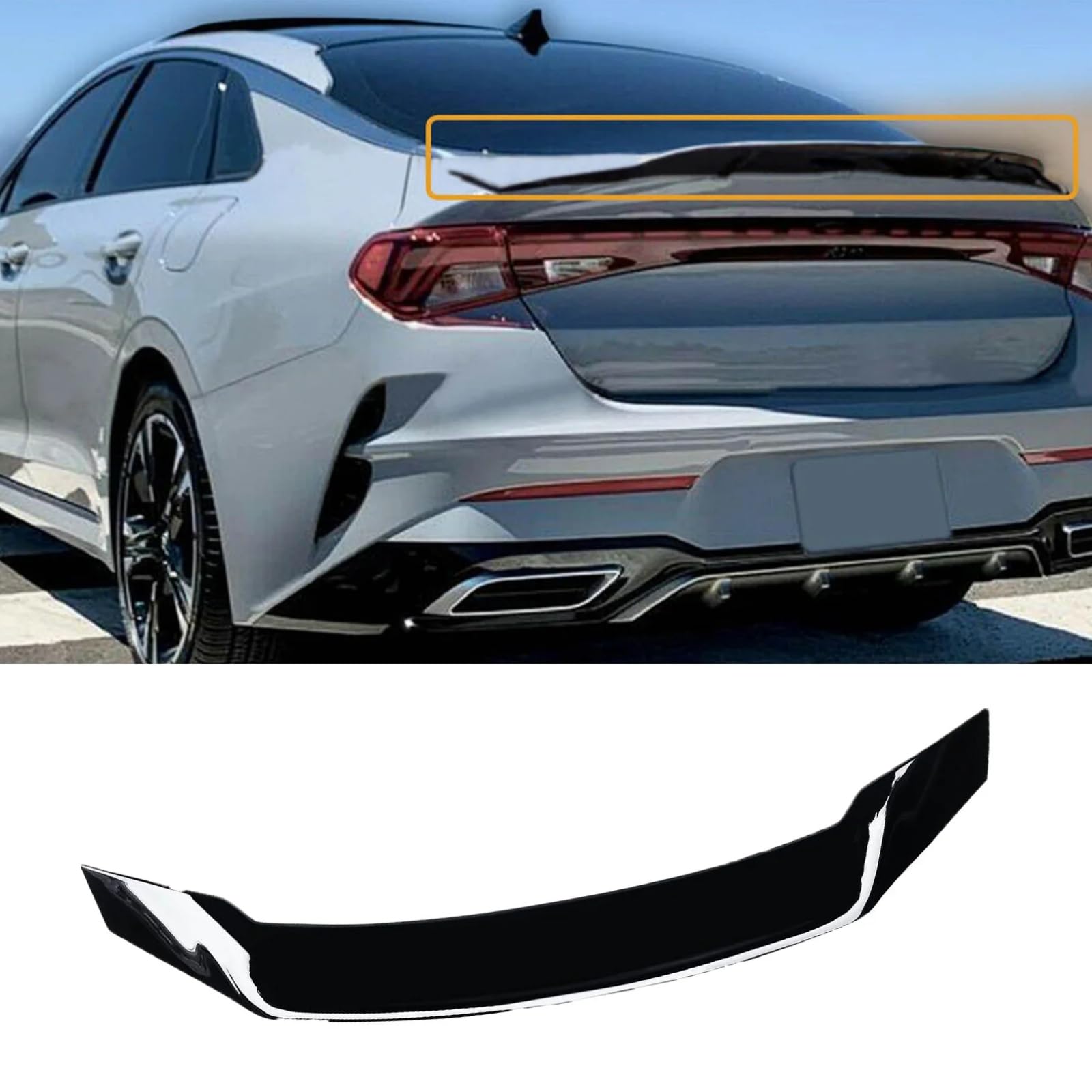 KIA K5 リアスポイラー 2021-2024 K5 LX LXS GT EX KDM Rスタイル ダックビル リアウイング トランクスポイラー リアアンダースポイラー 艶あり黒 ABS製 塗装済み エアロパーツ ガーニッシュ カーアクセサリー