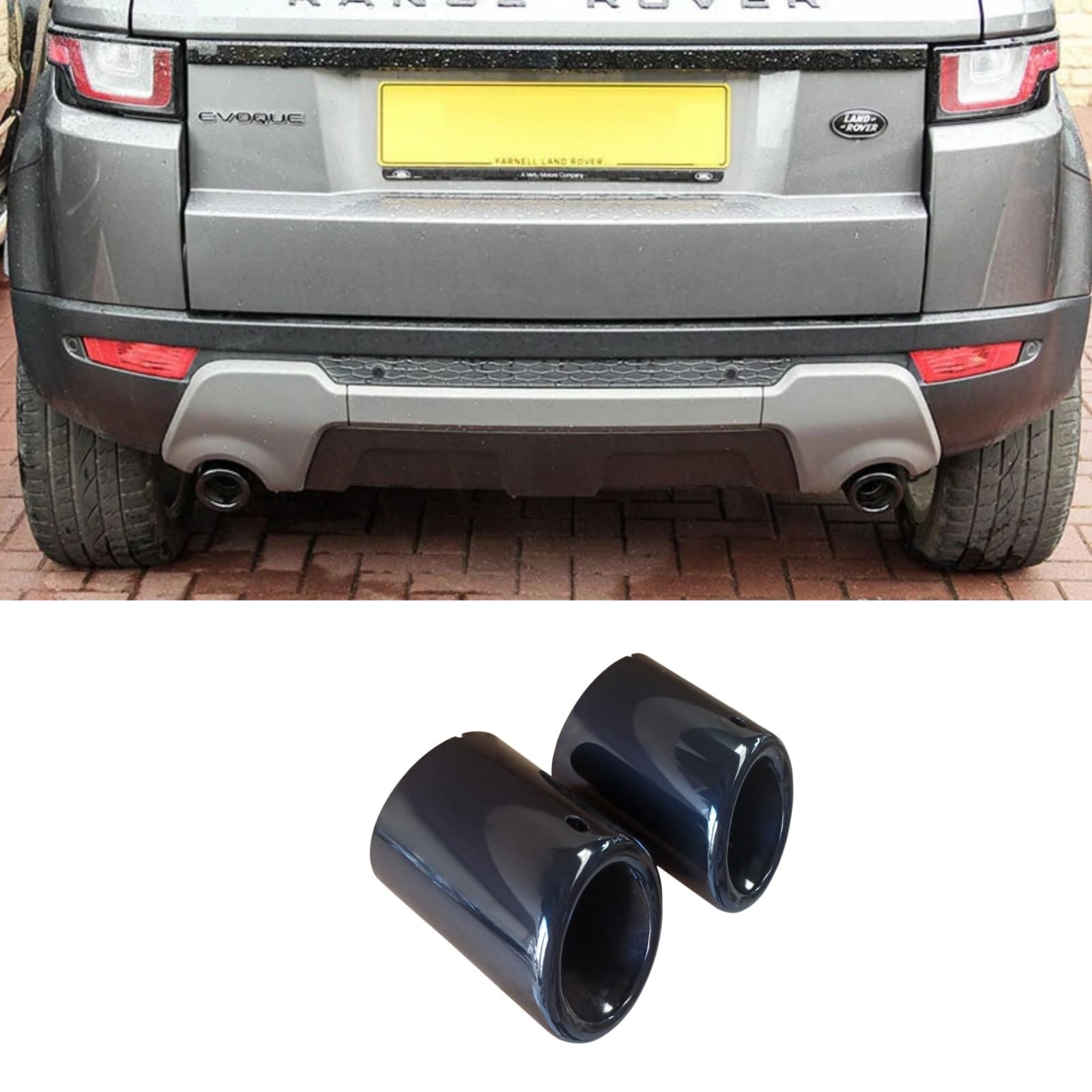マフラーカッターが2011-2020 Evoque Pure & Prestige レンジローバー イヴォークピュア＆プレステージ 排気マフラーテールパイプ マフラーパイプマット 幅 75MM 排気テールパイプマフラー