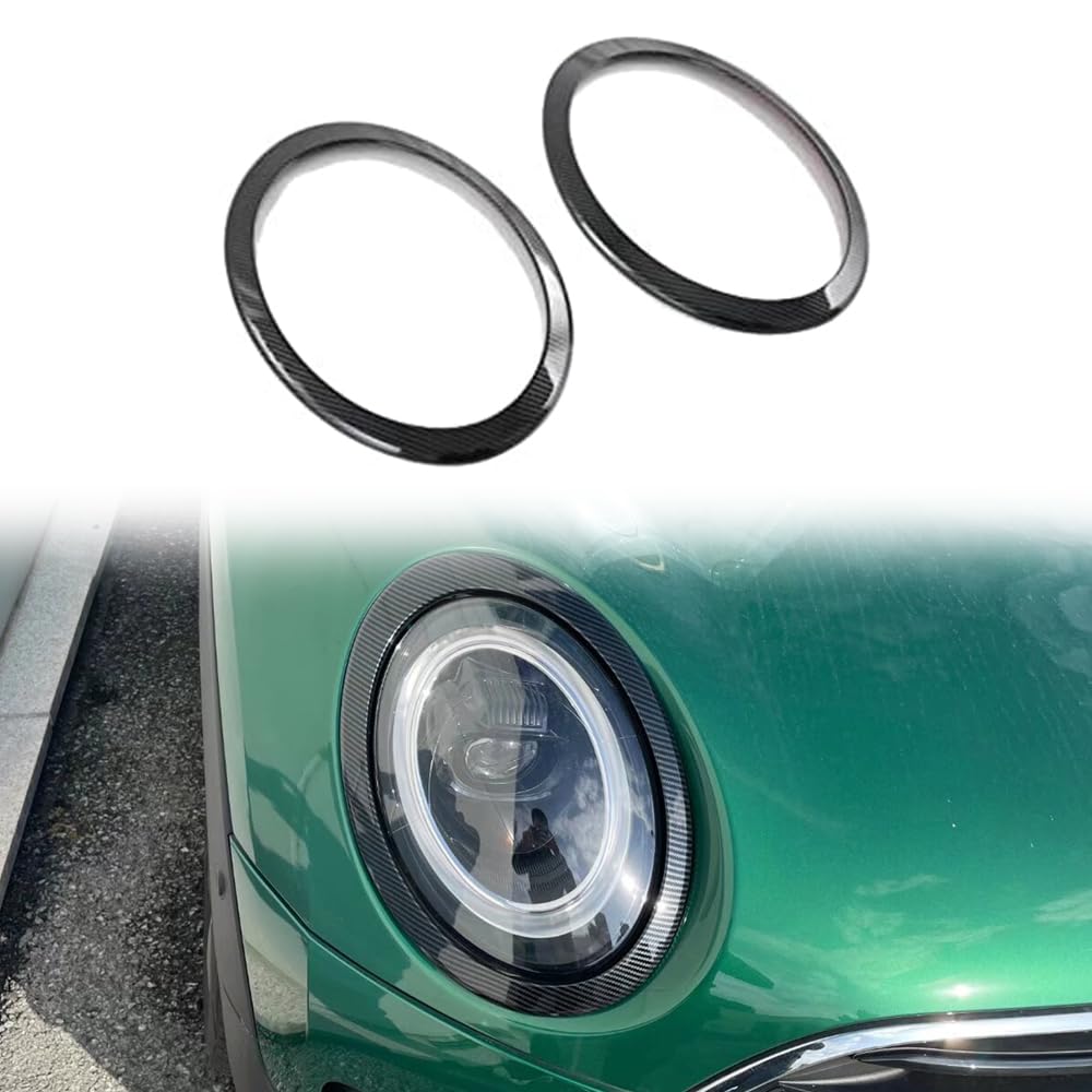 BMW MINI ミニ クラブマン F54 に適用ヘッドライト サラウンド カバー トリム リング ベゼル フロント ライト ガーニッシュ 装飾フレーム 外装パーツ アクセサリー 2P (カーボン調)
