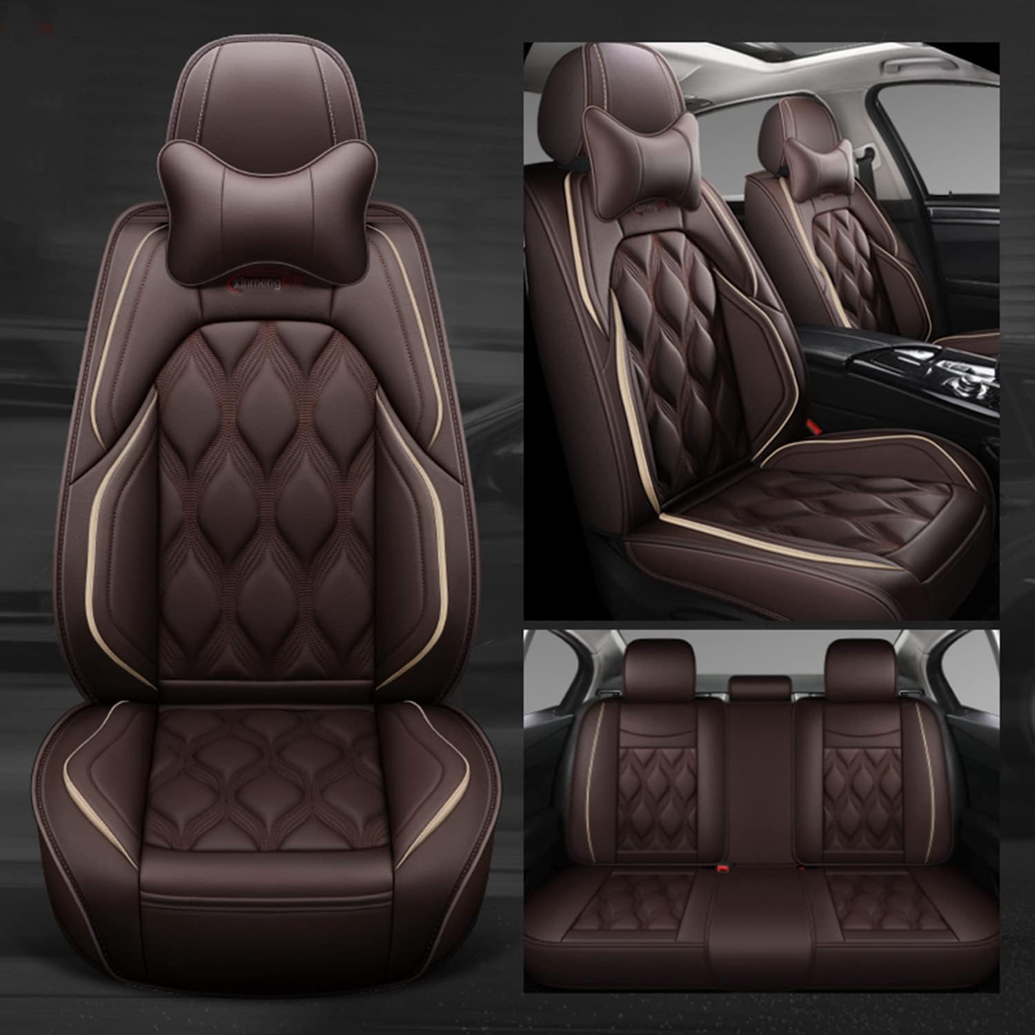 Car シートカバー に適し 日産 パルサー キャシュカイ J10 J11 2011 2017 2018 シュルケティアナ J31 J32 テラノ ユニバーサル 5席分 SUV オフロード車 シートカバー 車 アクセサリー 防水 PU 革 車 シートカバーインテリア アクセサリー 前席と後席