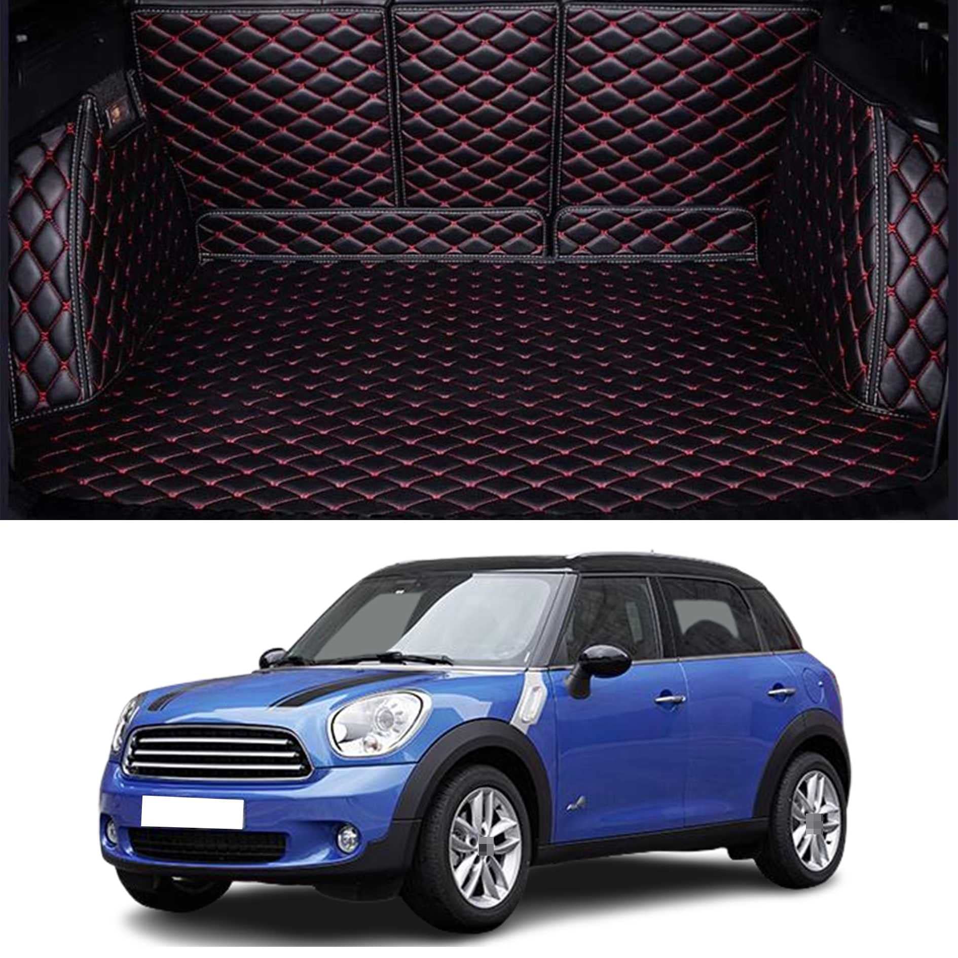 カスタム 車のトランクマット MINI ミニジョンクーパーワークス クロスオーバー(R60) 2013-2017 に適用 トランクマット 車種専用設計 3Dフルカバーカーゴマット ラゲッジマット 防水 滑り防止 耐汚れ XPE レザーラゲージトレイ 保護パーツ