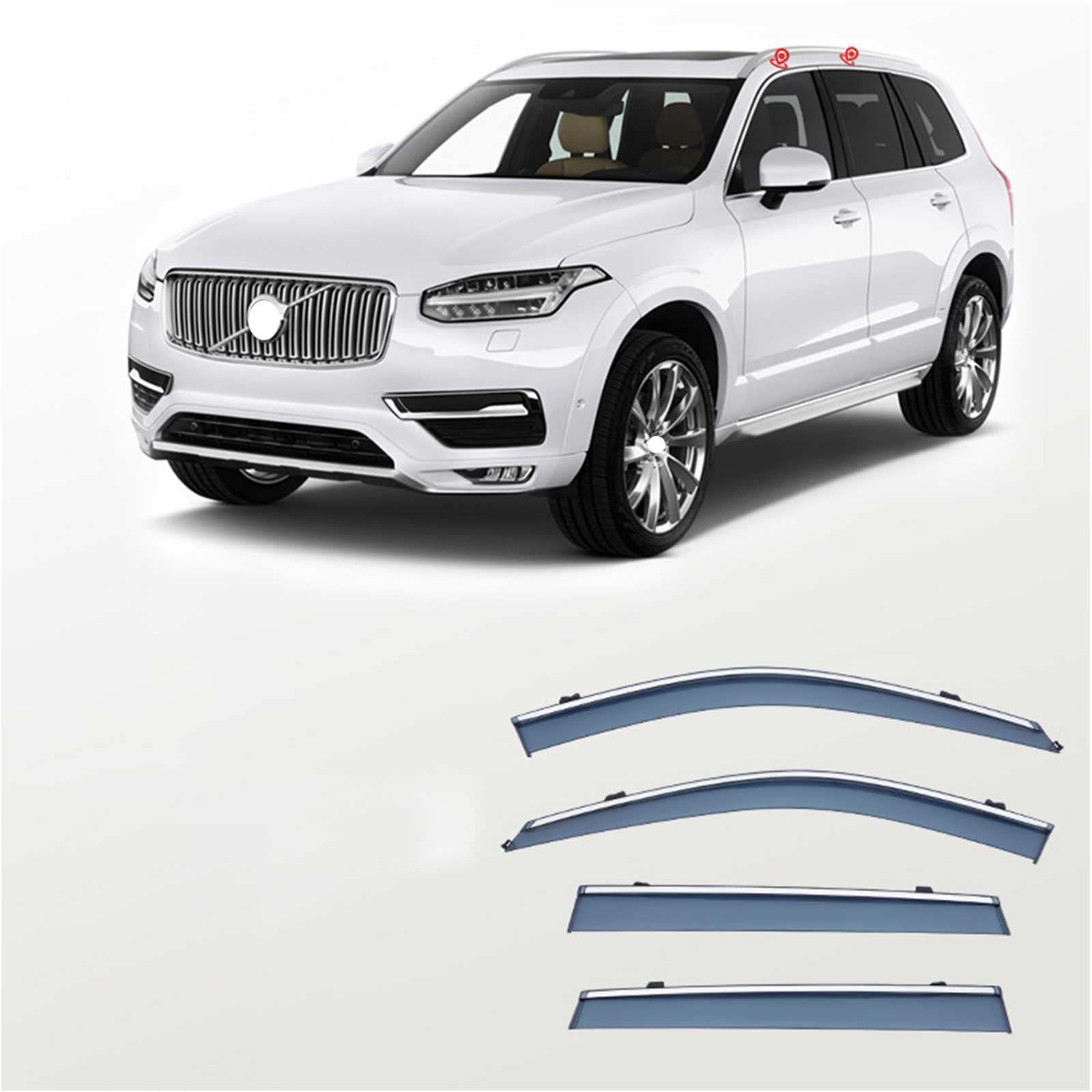 車用サイドバイザー ボルボXC90 2015-2022 専用 ドアバイザー サイドバイザー 車種専用設計 カーレインシールド トリムカバー 雨除け 換気 ドアバイザー 半透明ブラック 社外品