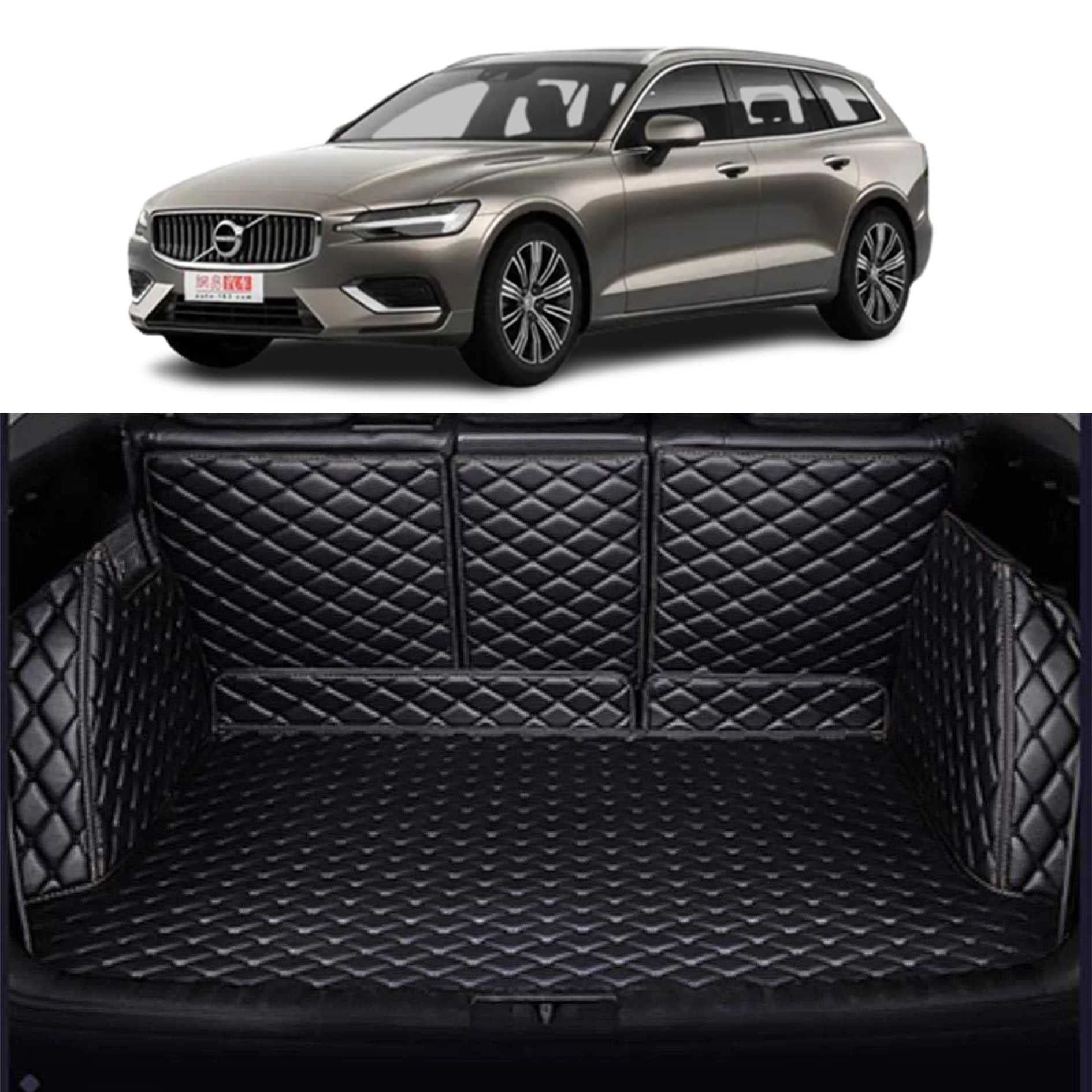 適用 ボルボV60 2011-2018 カーゴマット カスタム トランクマット XPE レザー ラゲッジマット カーゴマット 種専用設計 取付簡単 車 耐摩擦、 耐汚れ、 内装パーツカーアクセサリー
