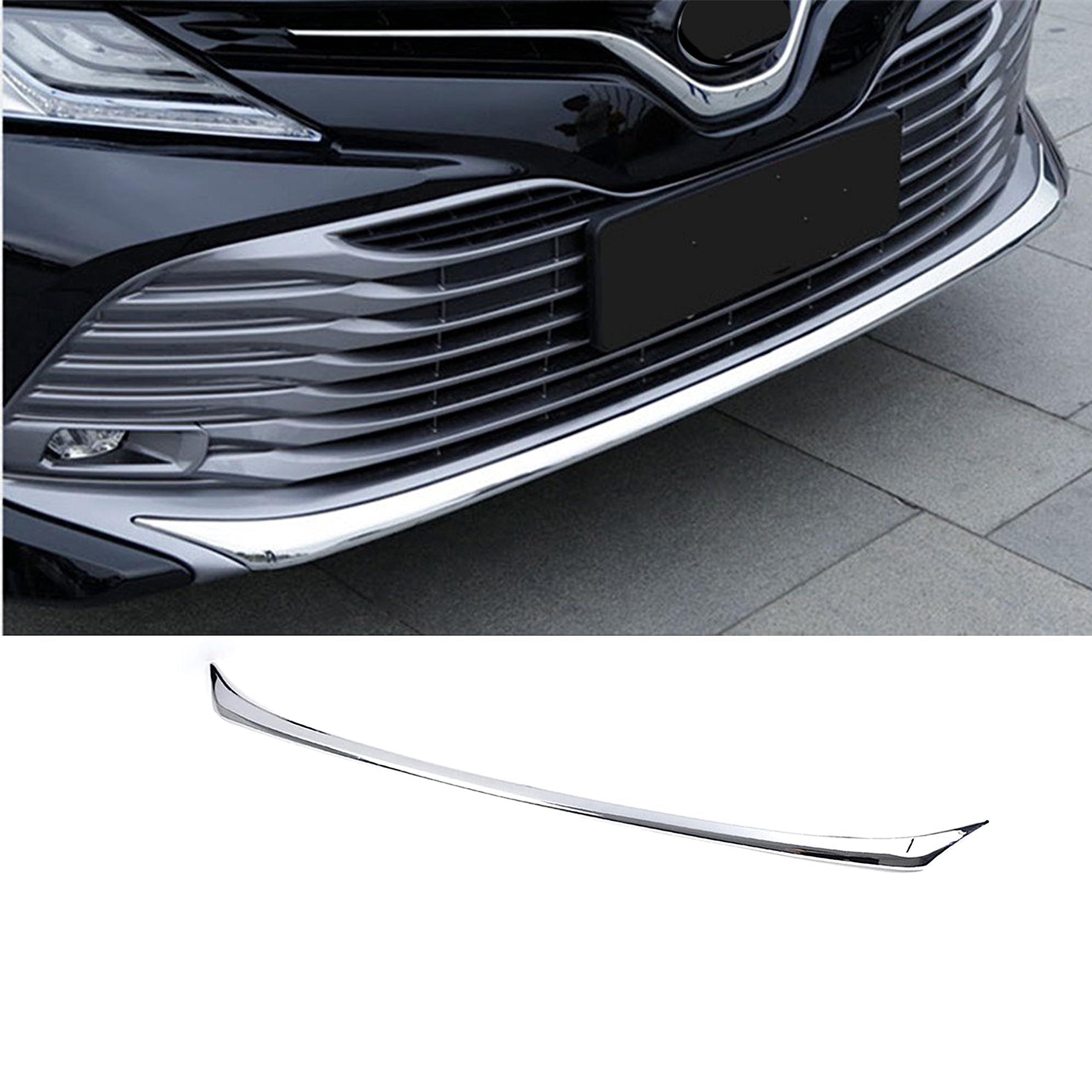 トヨタ カムリ 70系 TOYOTA CAMRY 2017年7月-2020に適合フロントリップガーニッシュ メッキ光沢 スポイラー アンダー 耐久性良い ABS 傷防止アクセサリー